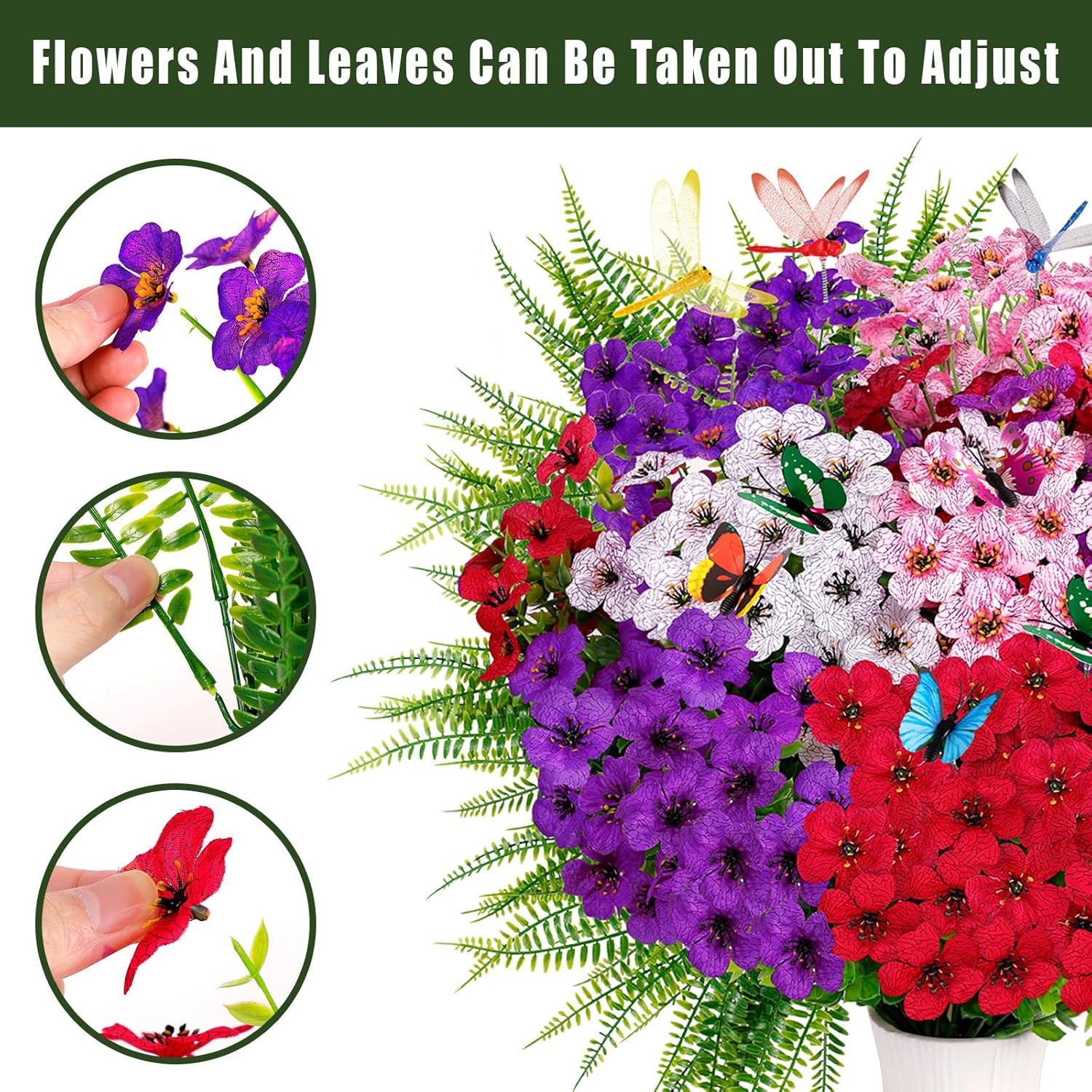 Winrain 30PCS Artificial Flowers Plants Outdoor Decor