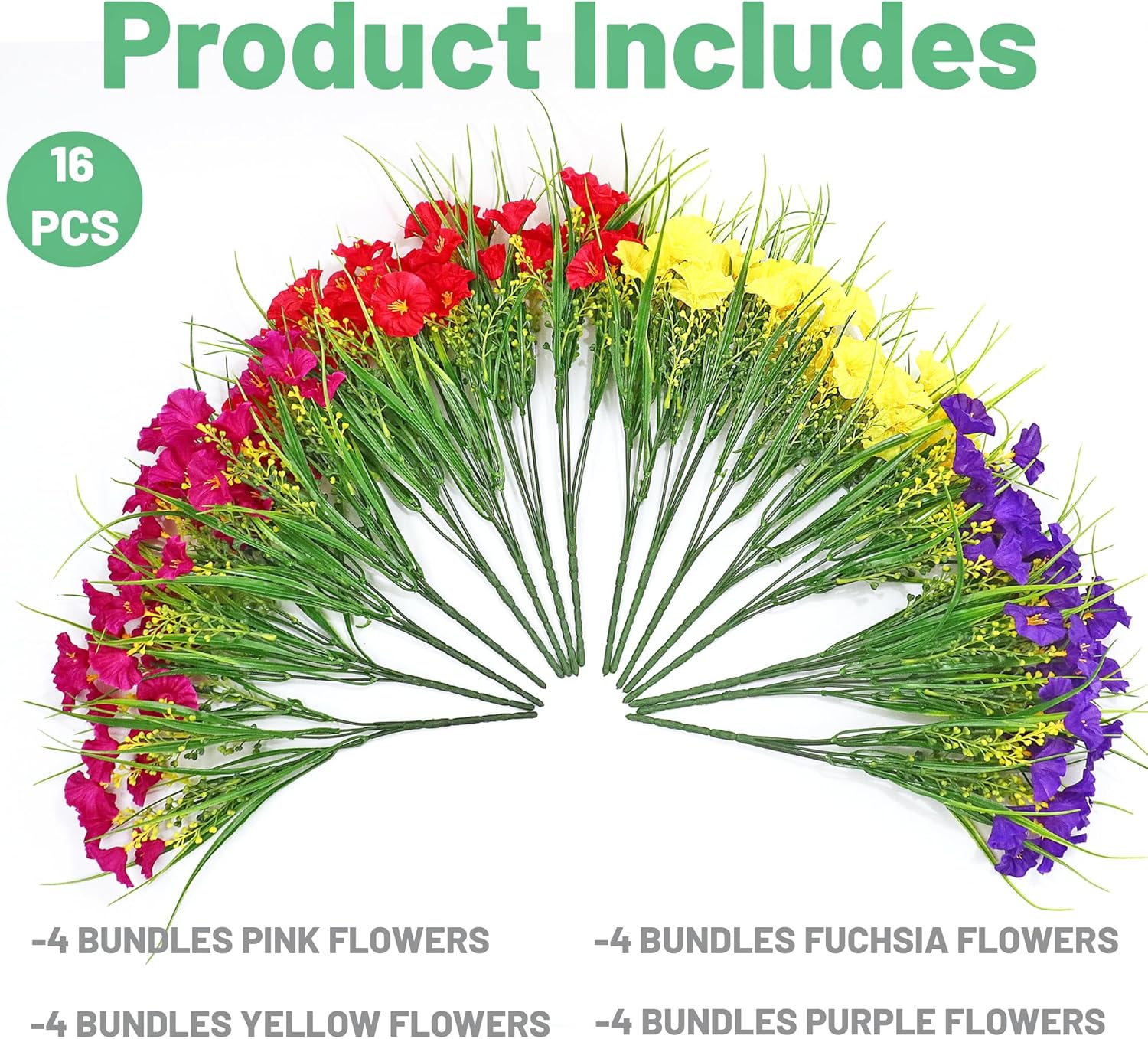 16PCS Artificial Fake Outdoor Flowers Plants with Wheat Ears