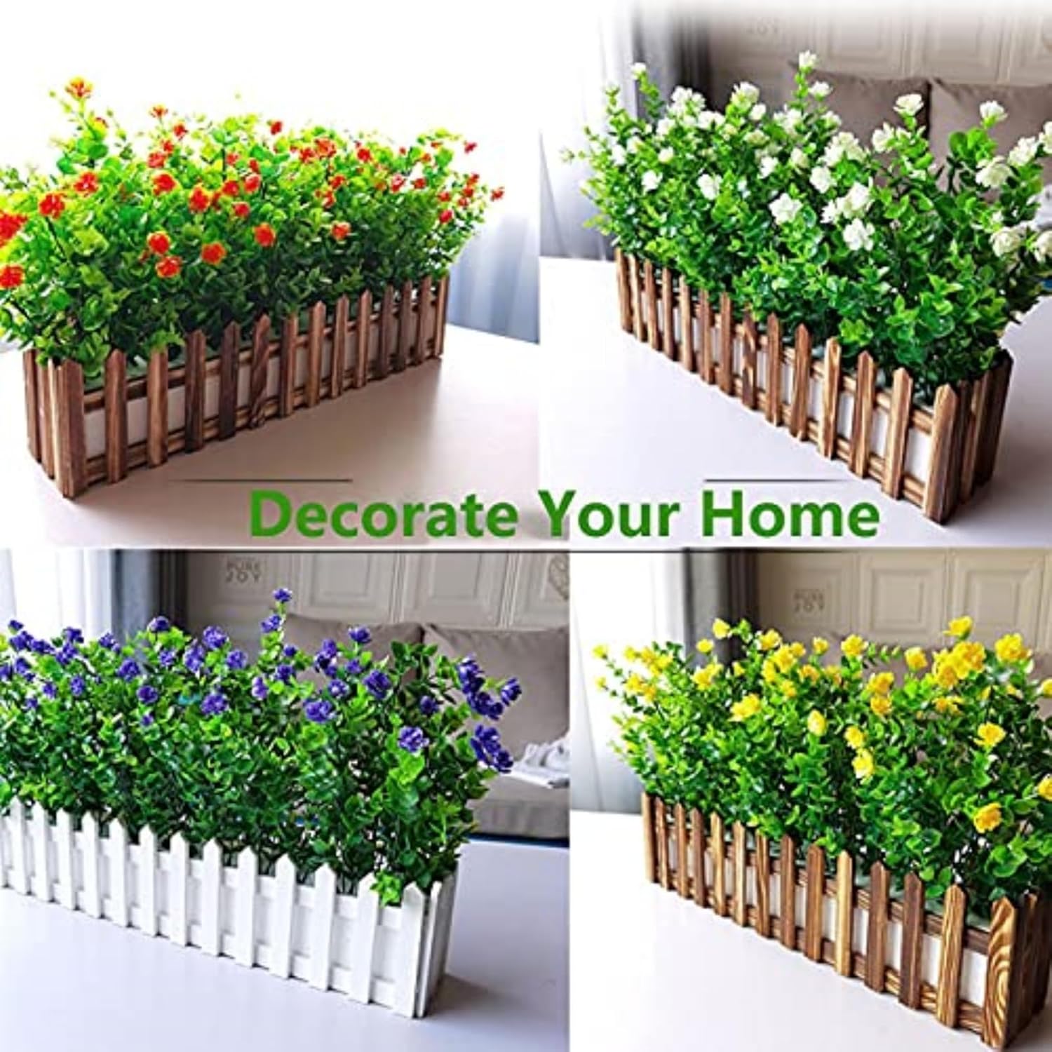 6 Bundles Artificial Fall Flowers Yellow UV Resistant