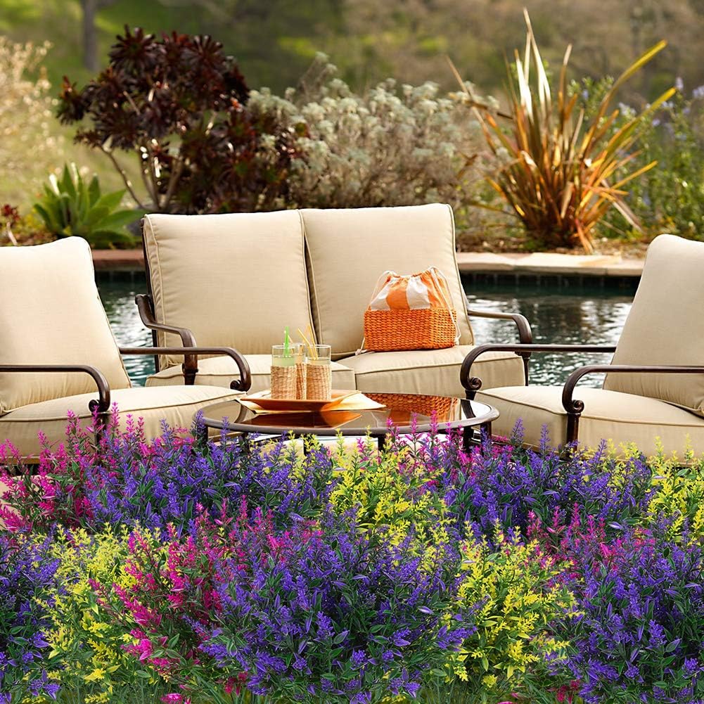 ArtBloom 8 Bundle Artificial Lavender Flowers UV Resistant