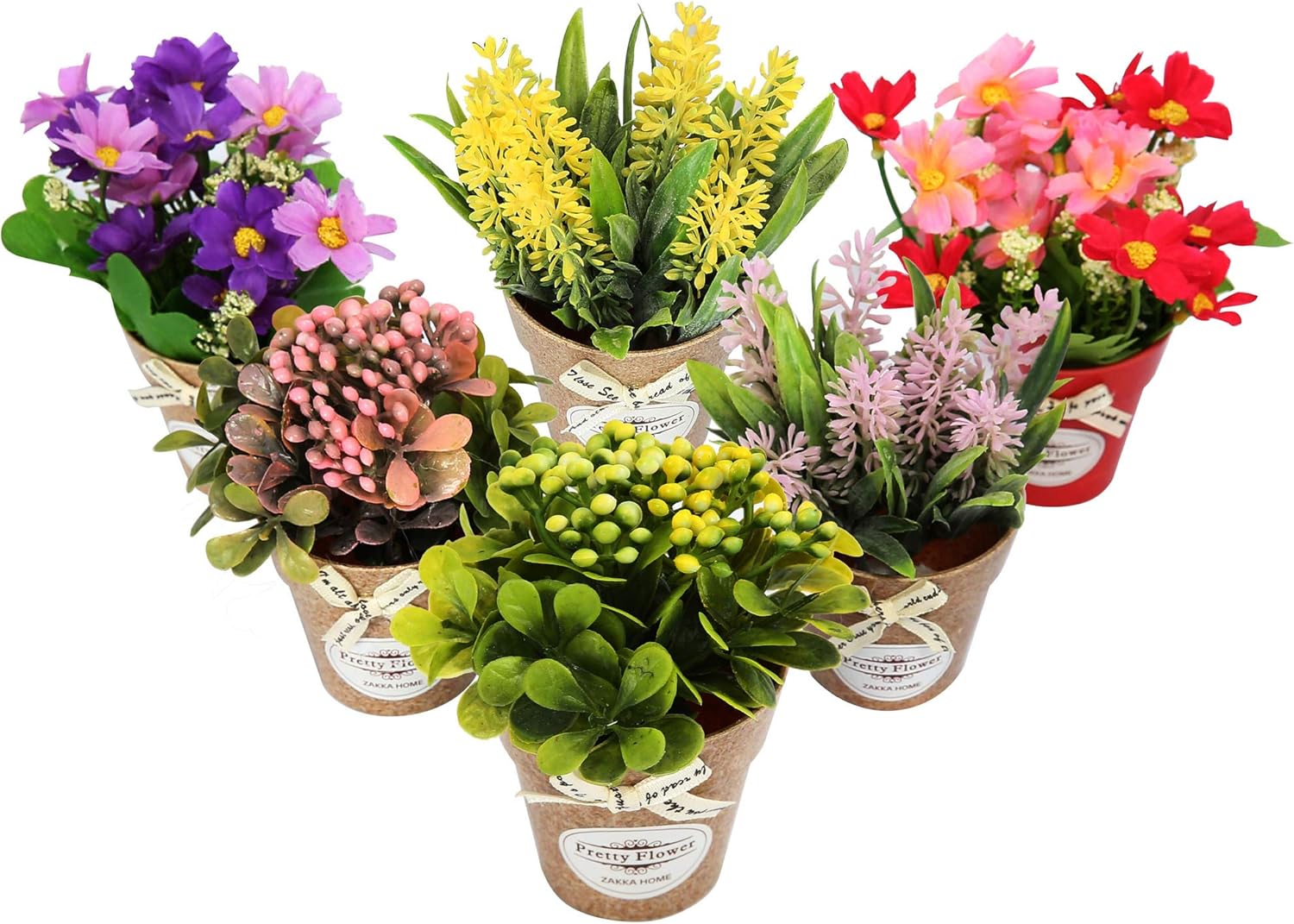 LUEUR Set of 6 Artificial Flowers with Vase