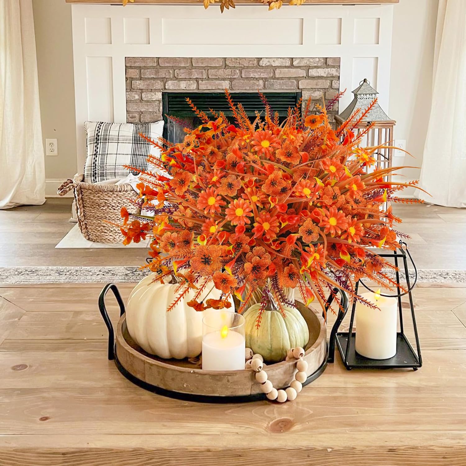 Uieke 36PCS Artificial Mums Fall Decor for Outdoor