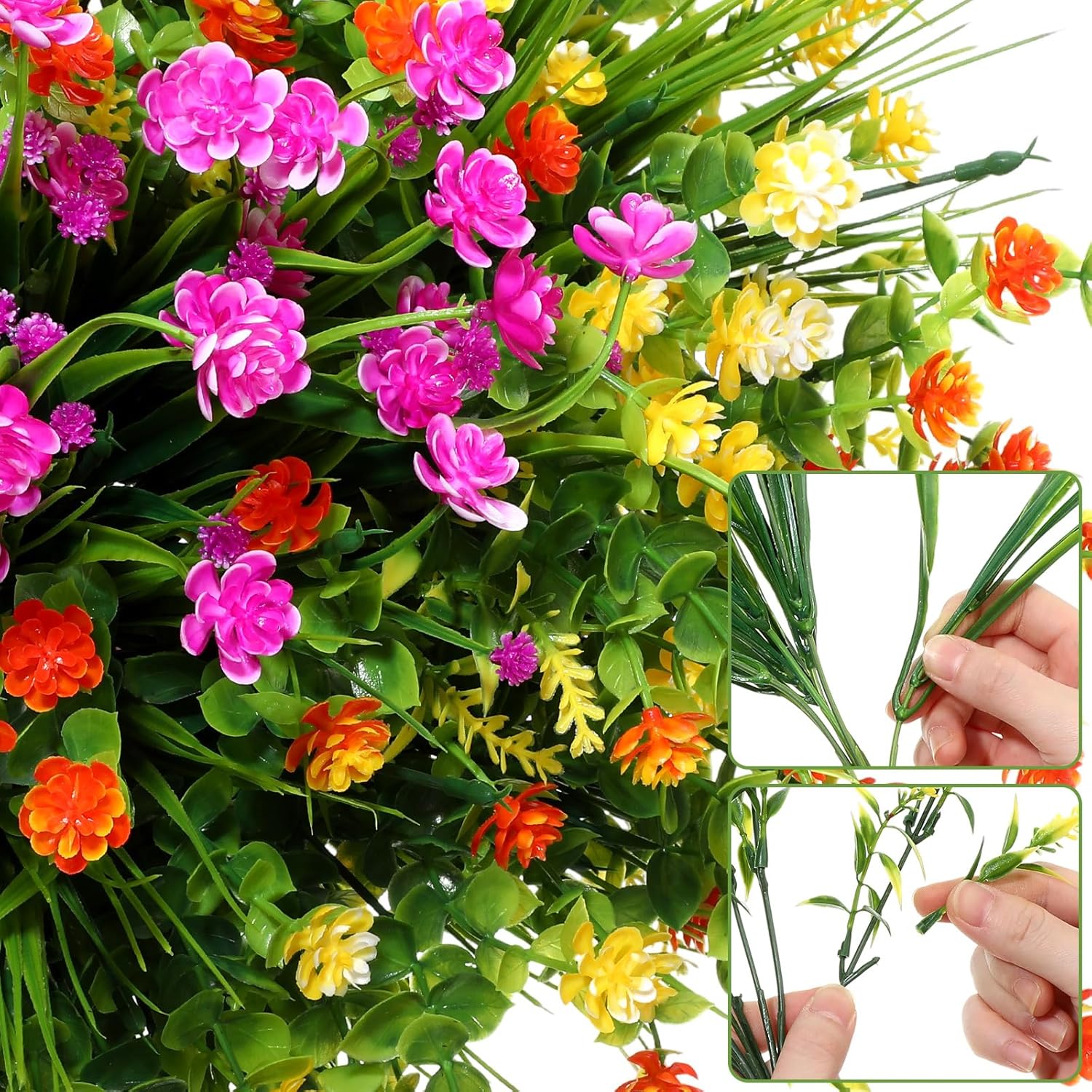 Tigeen 36 Bundle Artificial Flowers for Outdoor Decor