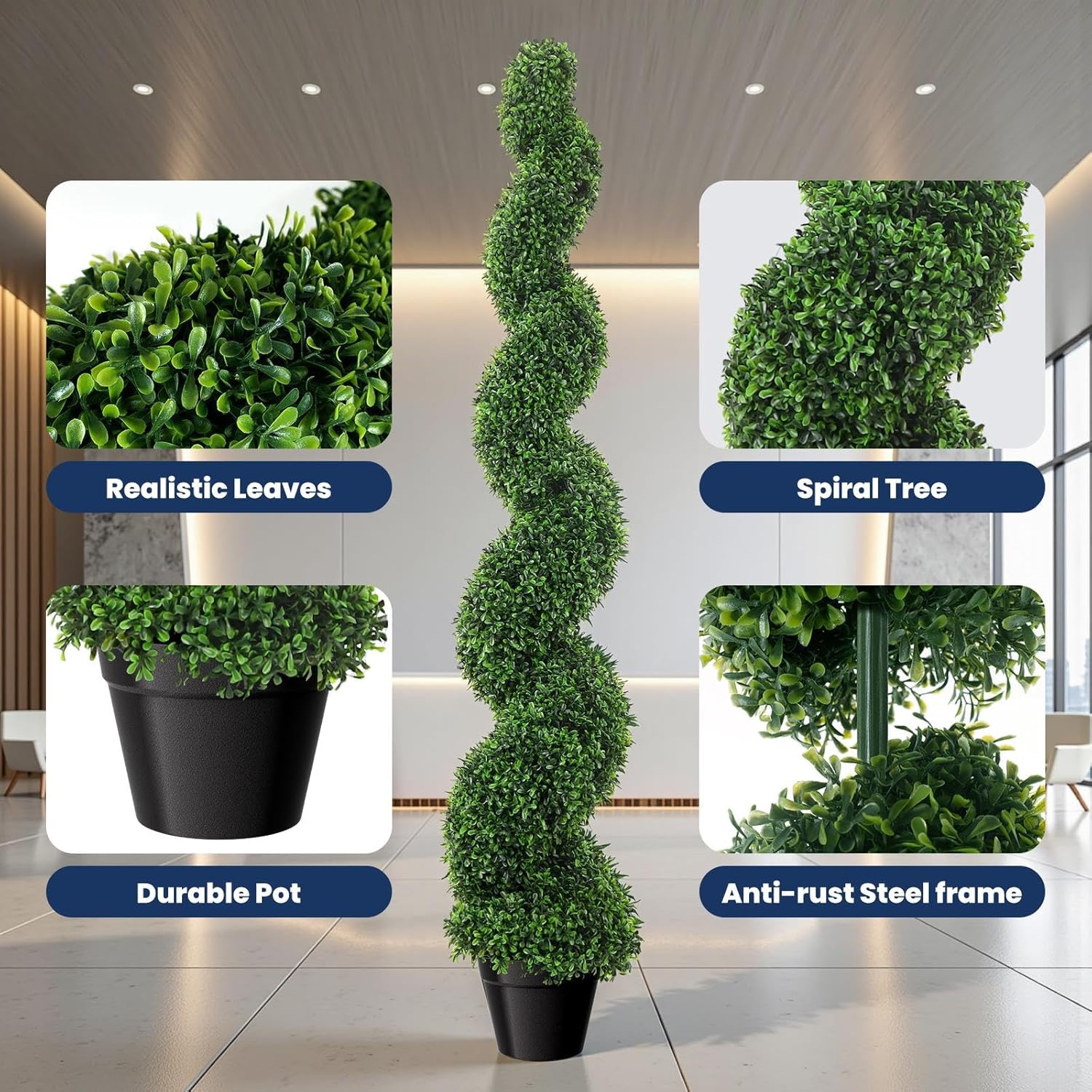 Artificial Boxwood Tree 59 Inch Outdoor Decor