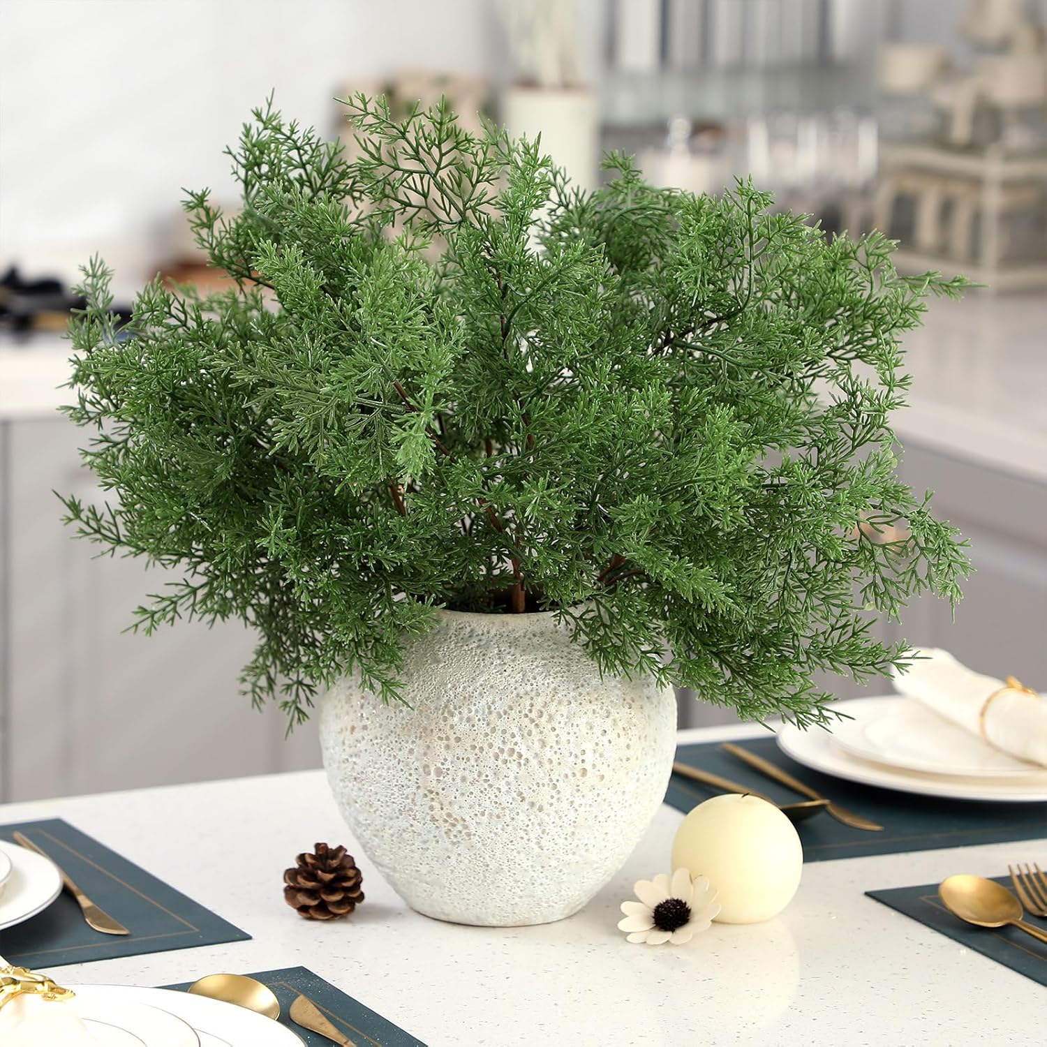 Giegxin 6 Pcs Artificial Cedar Branches for Christmas Decor
