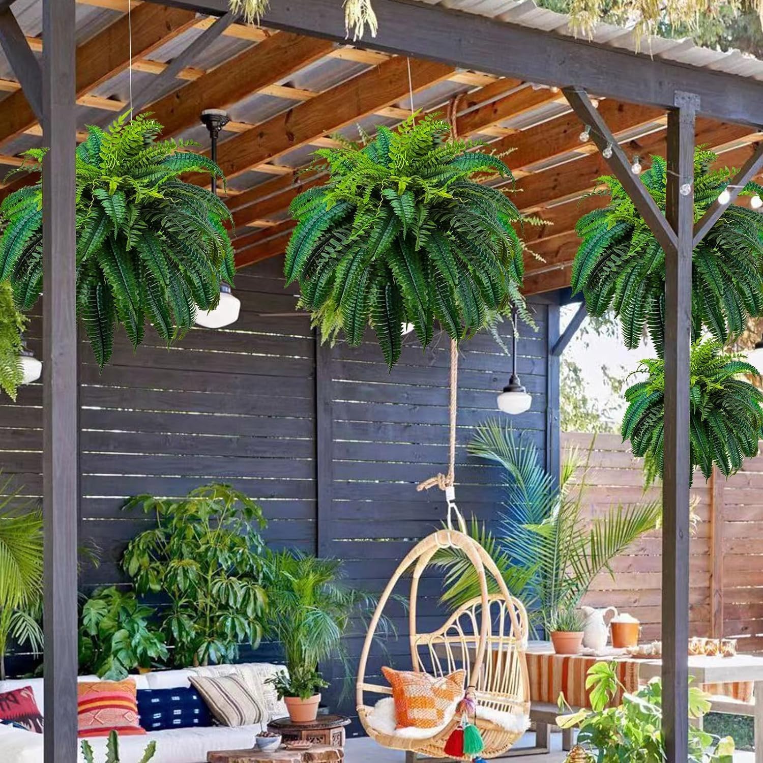 DACHUI 48 Inch Artificial Boston Fern Bush 88 Branches
