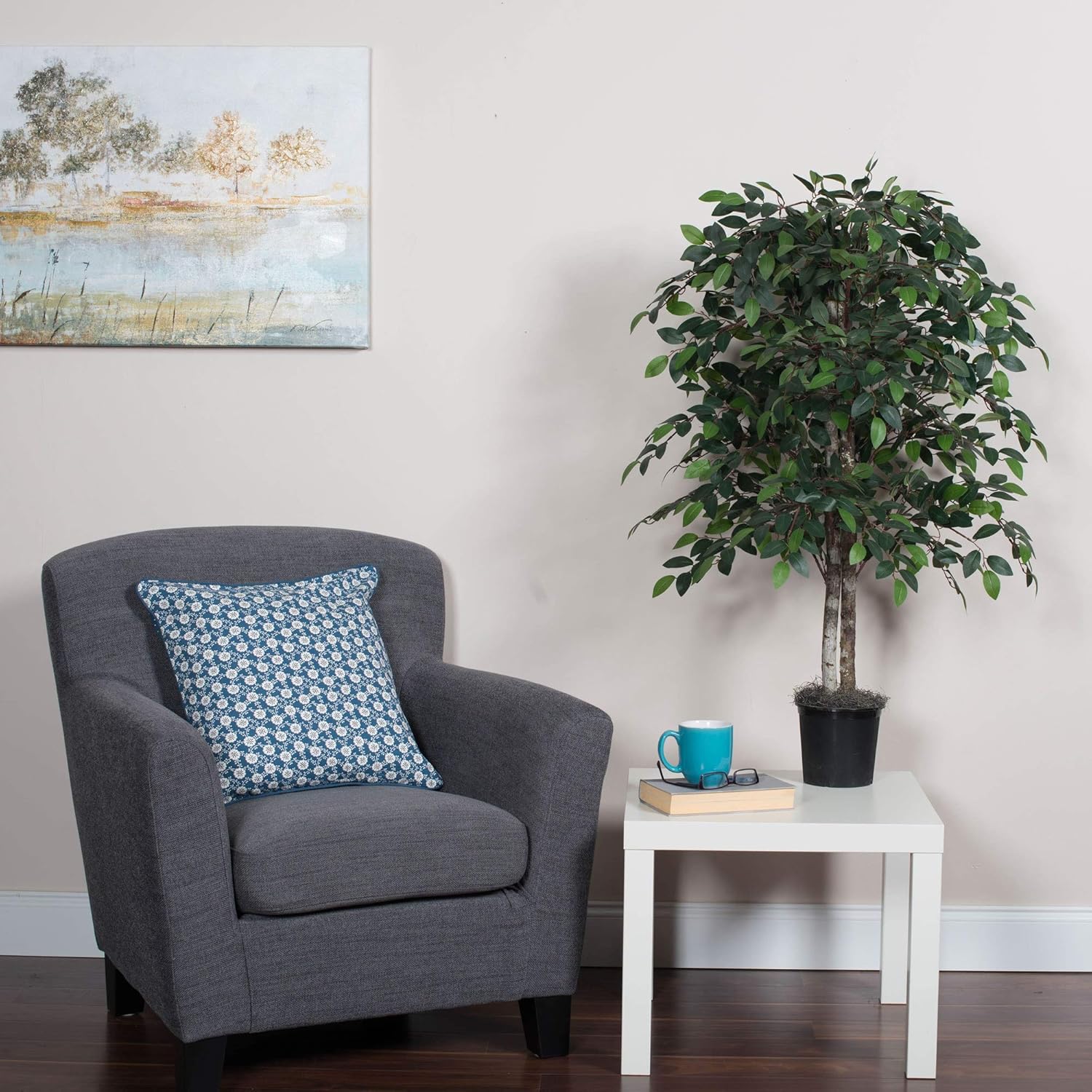 Vickerman 4 Artificial Ficus Bush with Black Pot