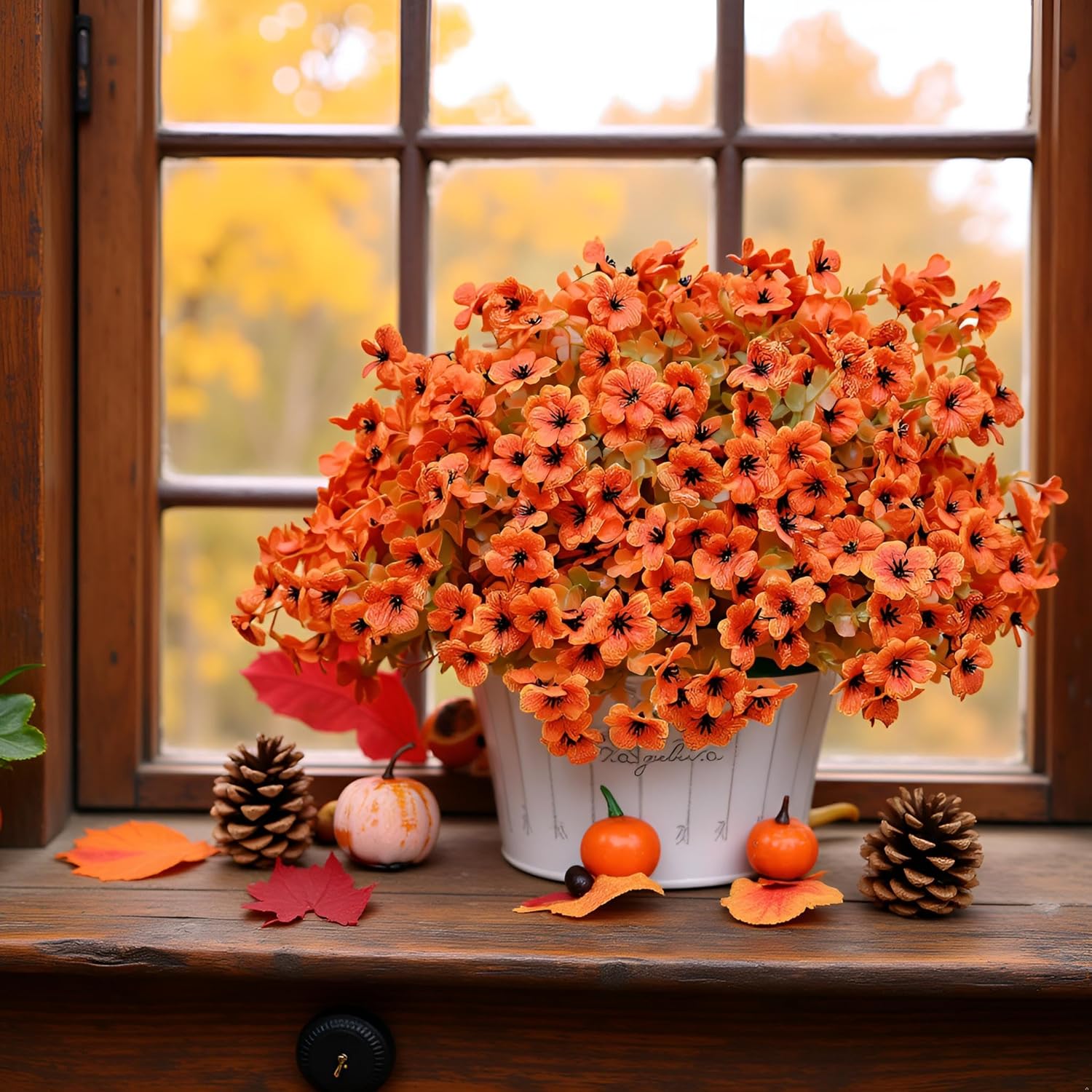 Artificial Fall Mums Flowers 12 Bundles for Porch Patio Hanging Planter