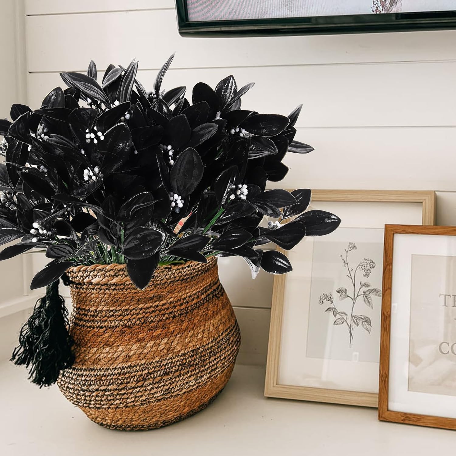 RECUTMS Halloween Artificial Black Bouquet Fake Flowers 10pcs Outdoor