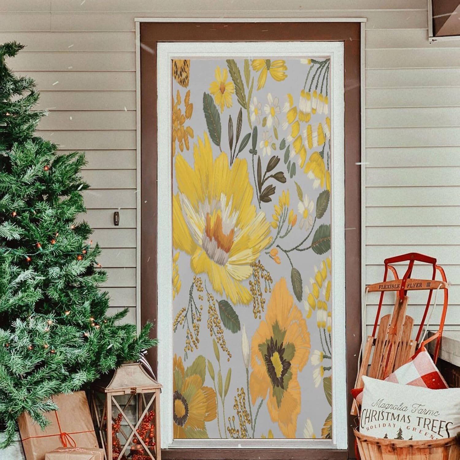 Susiyo Yellow Wildflowers Daisies Halloween Door Cover
