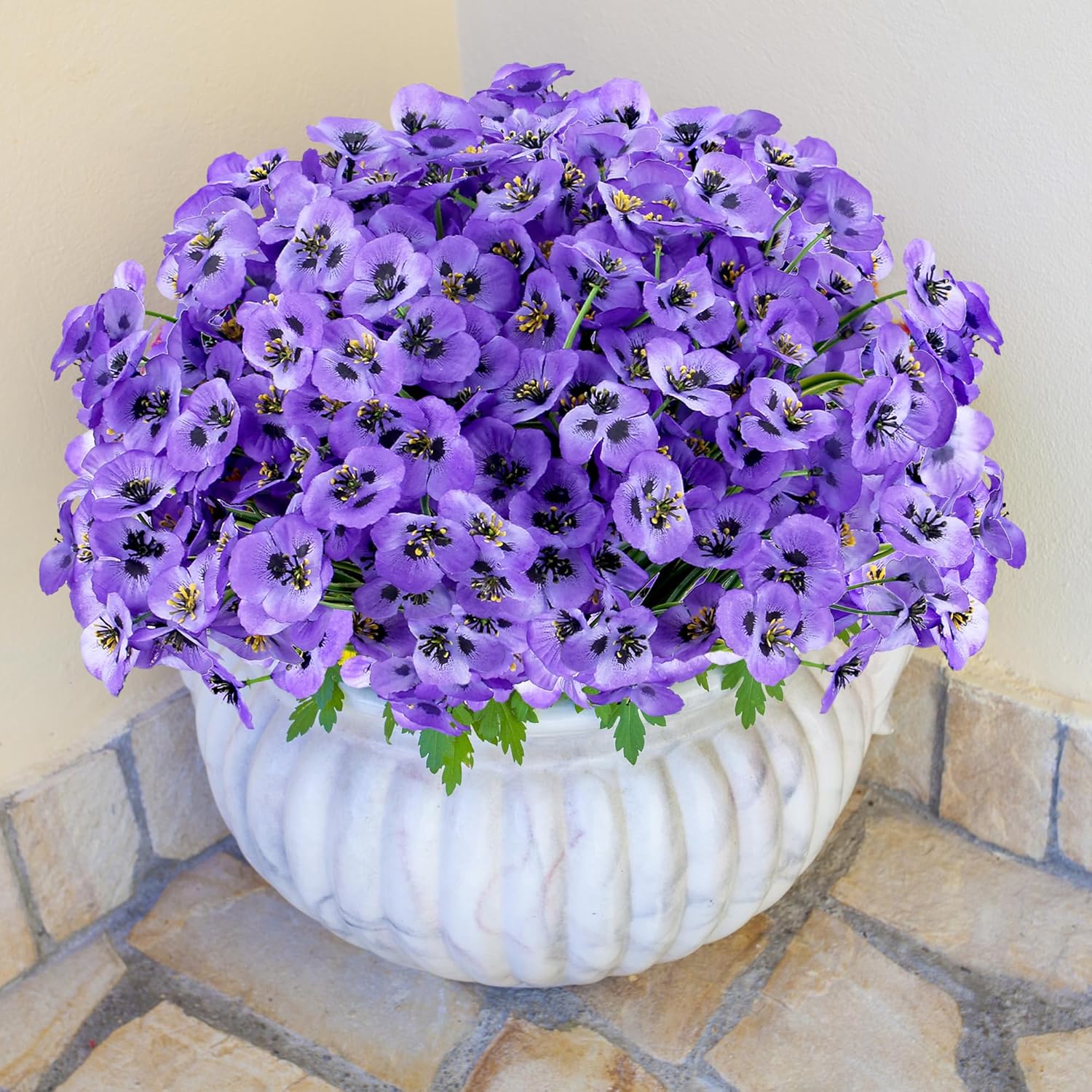 SITUMEIZI 12 Piece Purple Artificial Pansy Flowers