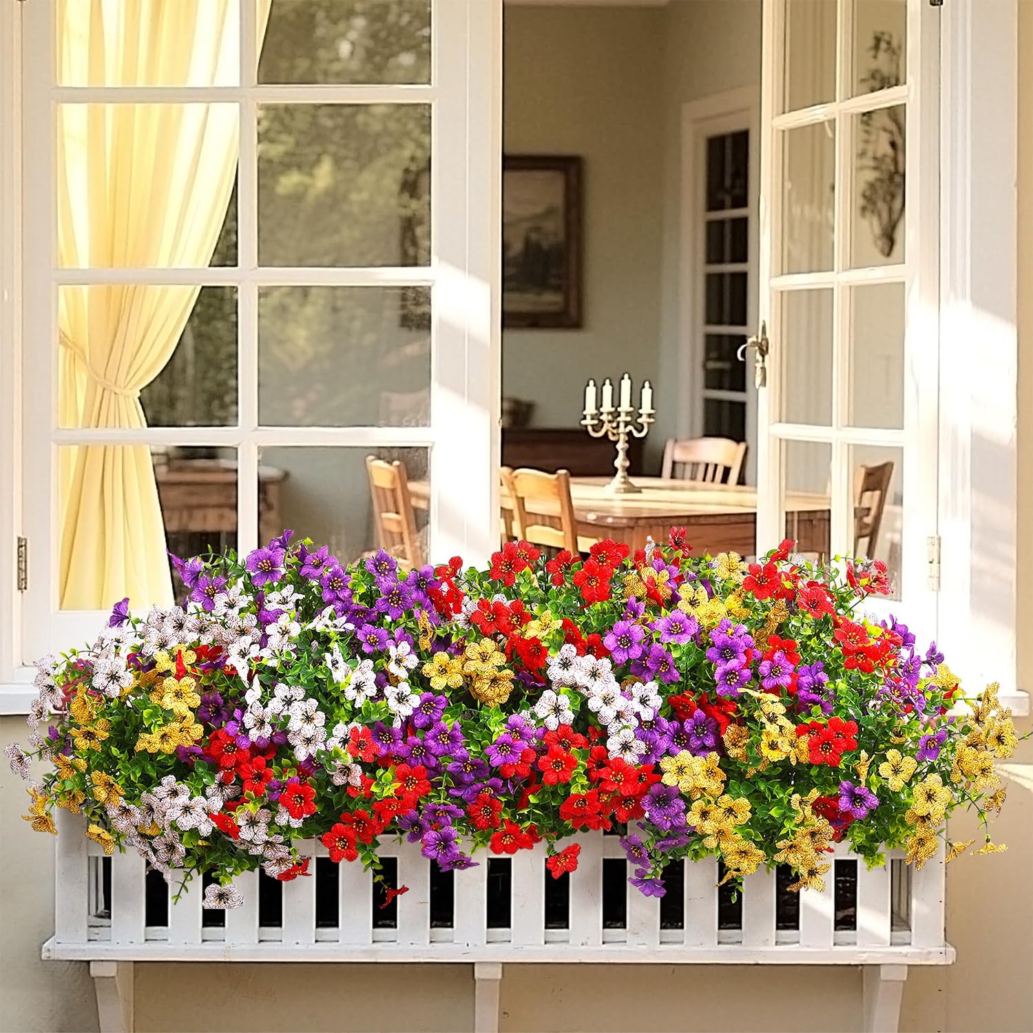 24 Pcs Artificial Flowers for Outdoor Decor
