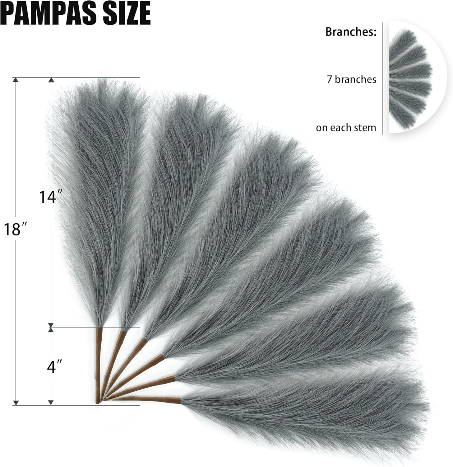 6 PCS Faux Pampas Grass Arrangement Grey 1