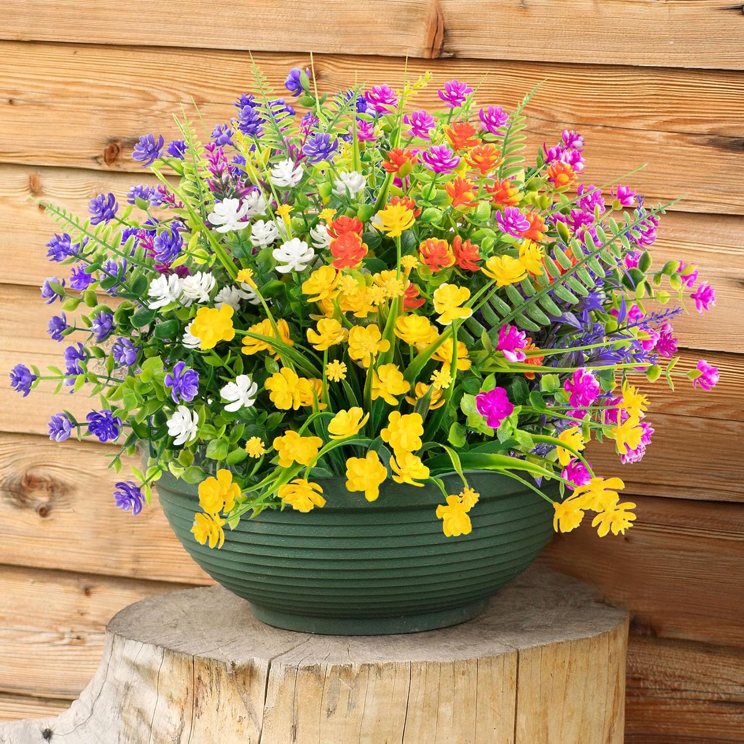 Bassion 20 Bundles Artificial Flowers for Outdoor Decor