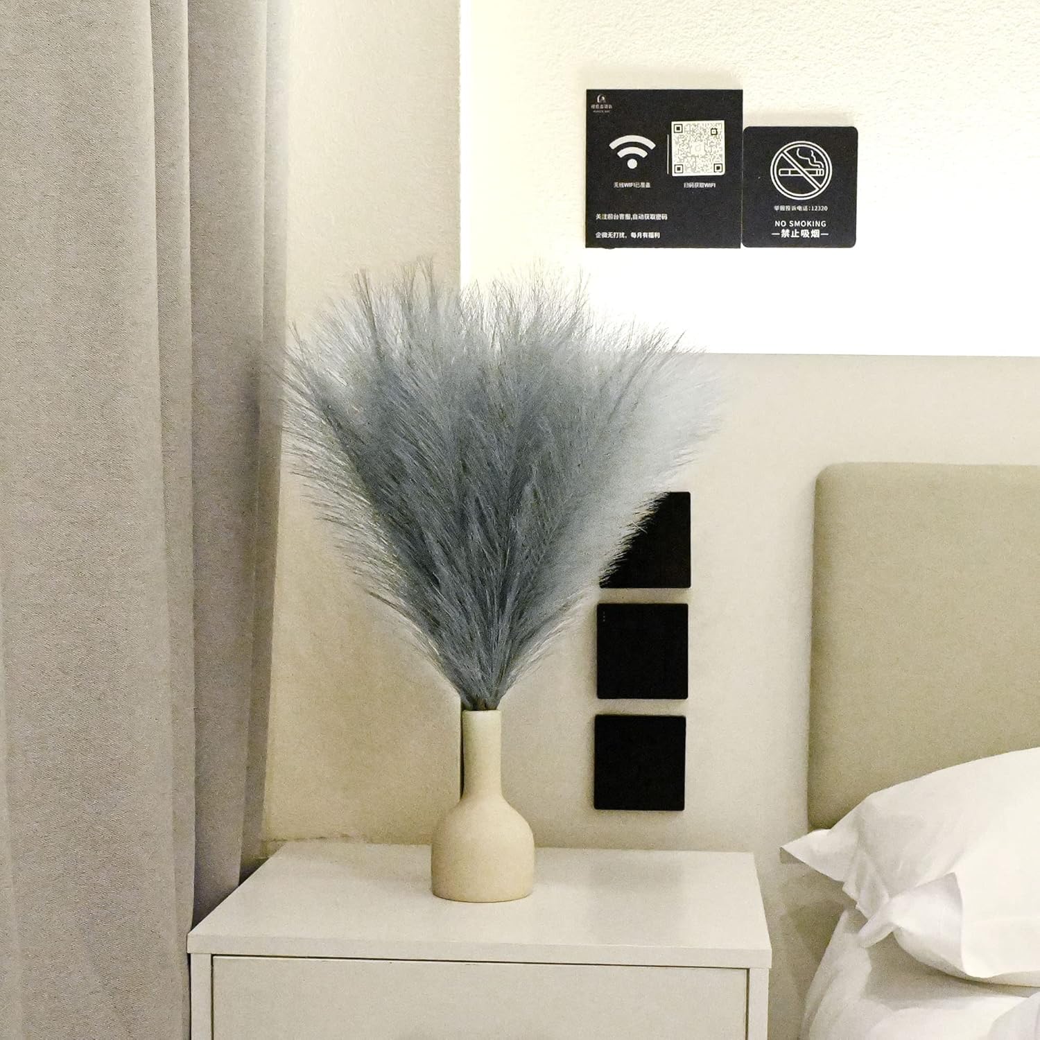 6 PCS Faux Pampas Grass Arrangement Grey 1
