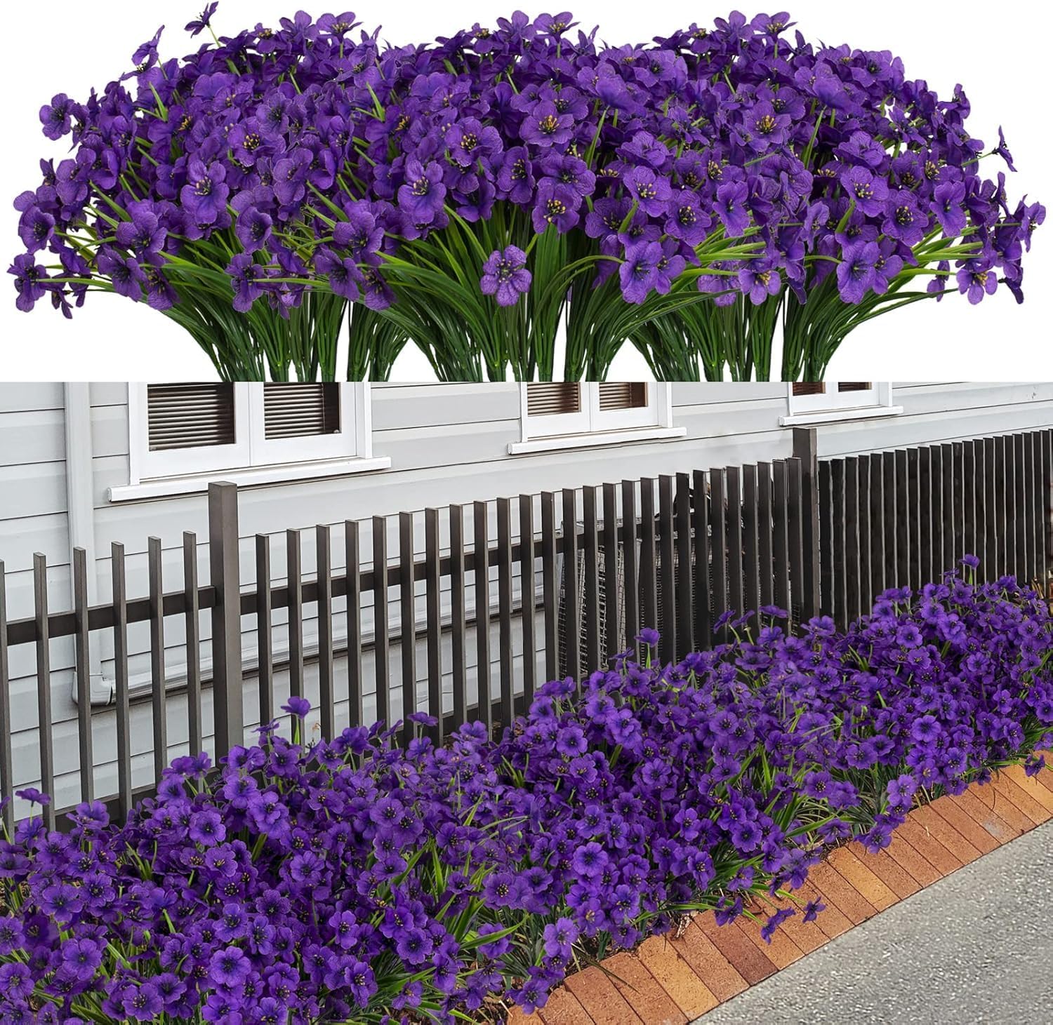 21 Bundles Artificial Flowers No Fade Outdoor Decor