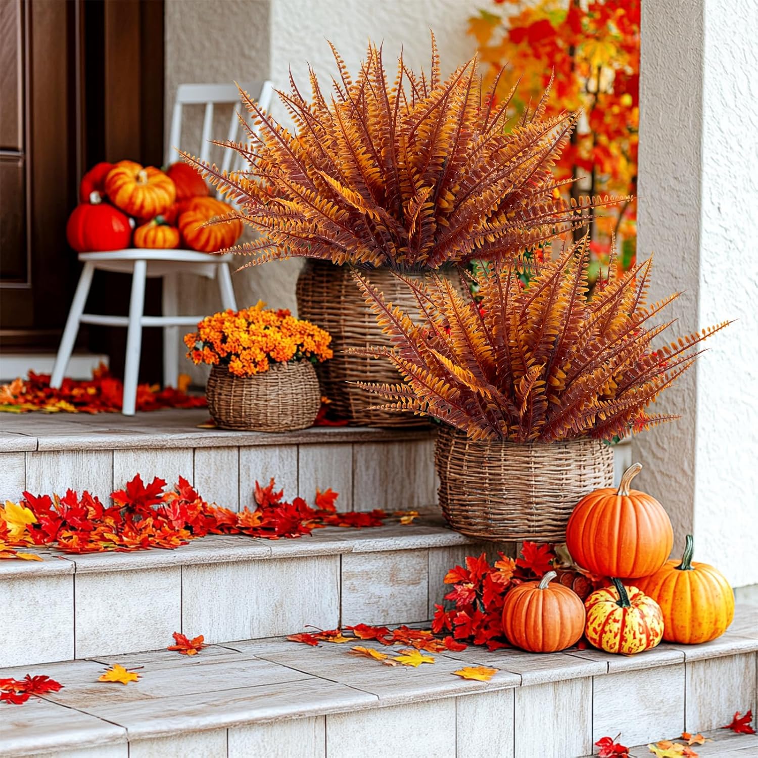 TURNMEON 12 Bundle Artificial Fall Flowers UV Resistant Decor