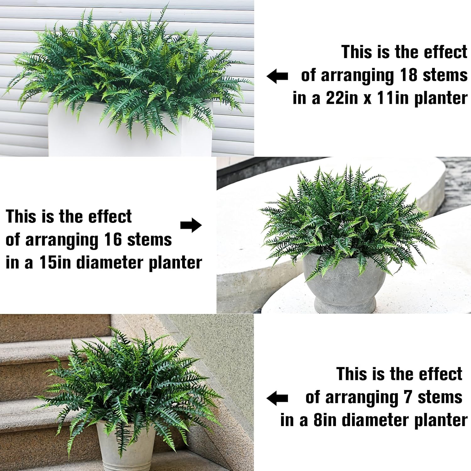 Alyptus UV Resistant Artificial Ferns 16 Bundles