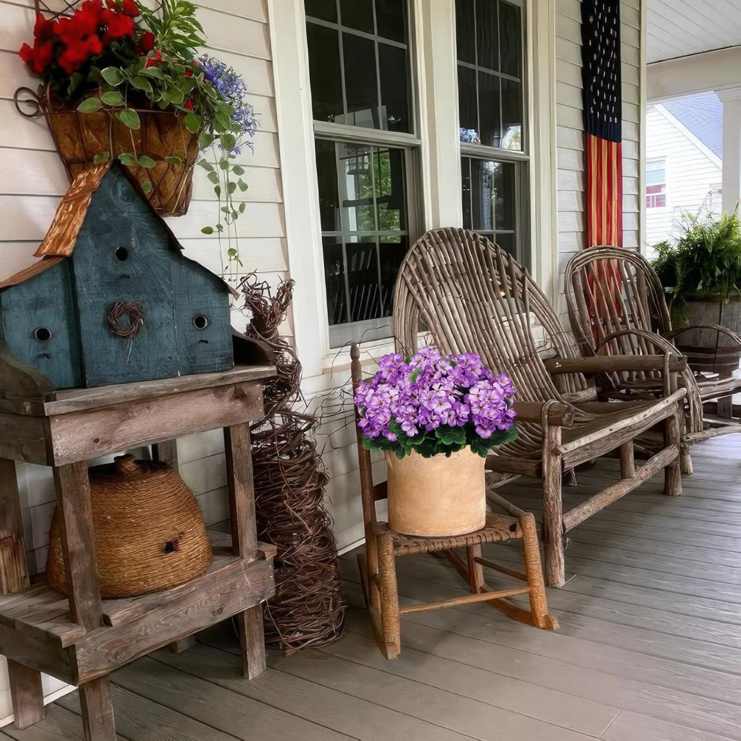 2 Pcs Artificial Geraniums for Outdoor Decor