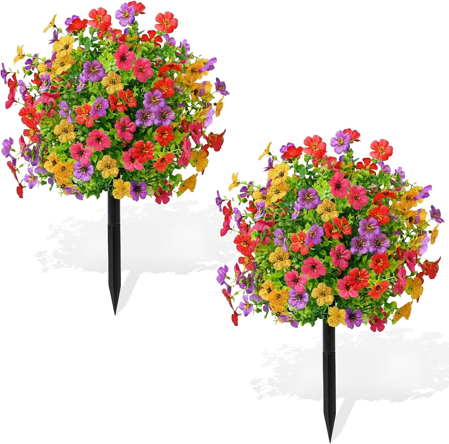 2 Pack Artificial Boxwood Ball Topiary with Ground Spikes