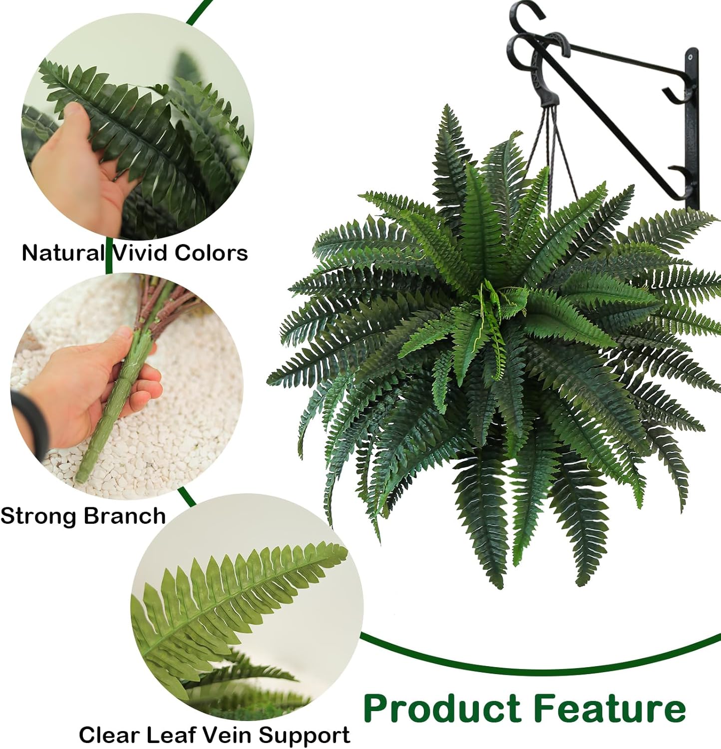 44W 30H Artificial Boston Ferns for Home Garden Decor