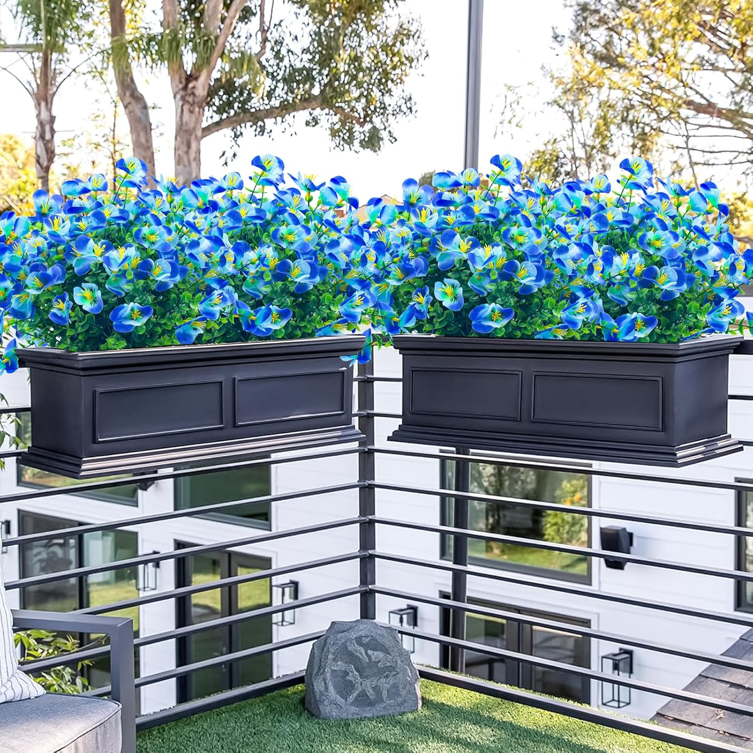 NOV FIRE Artificial Flowers for Outdoor Decor Blue