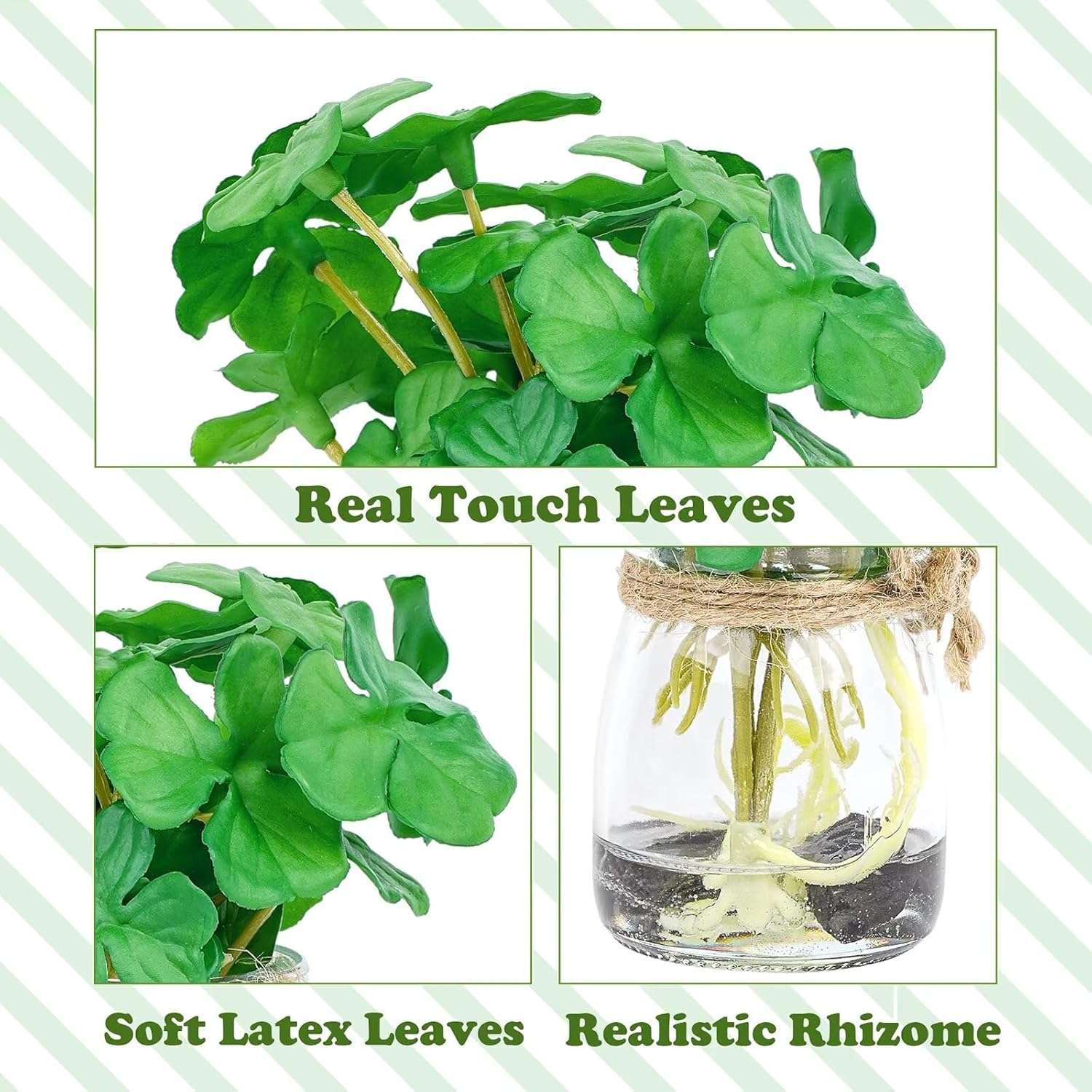 Lovmeety Mini Fake Plants Glass Vase Artificial Decor
