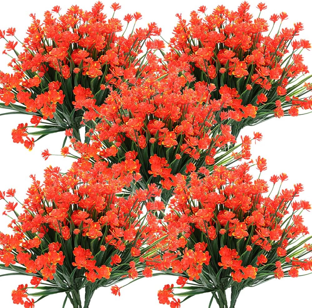 KLEMOO Artificial Flowers 8 Bundles UV Resistant Decor