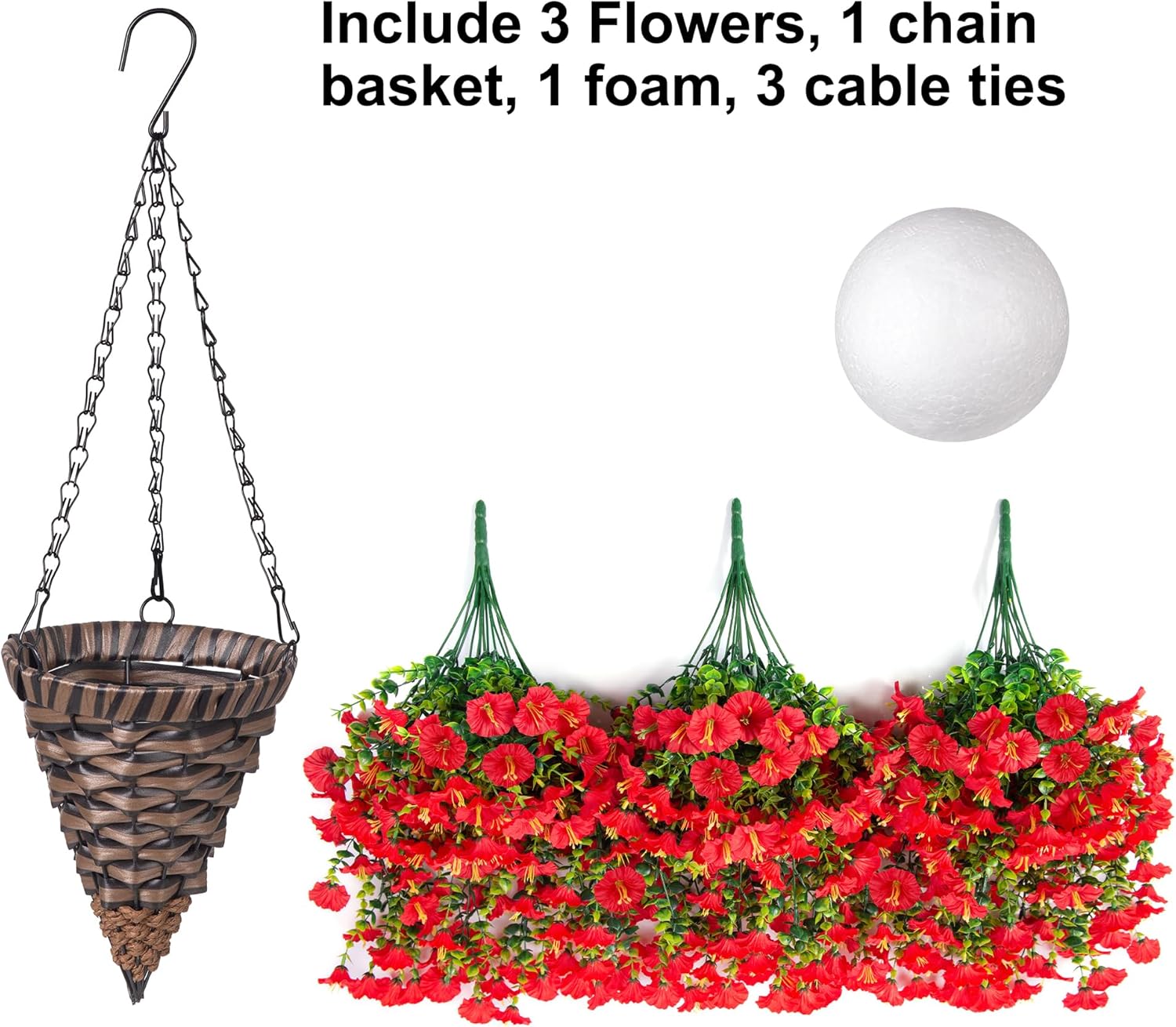 HyeFlora Artificial Hanging Flowers with Basket