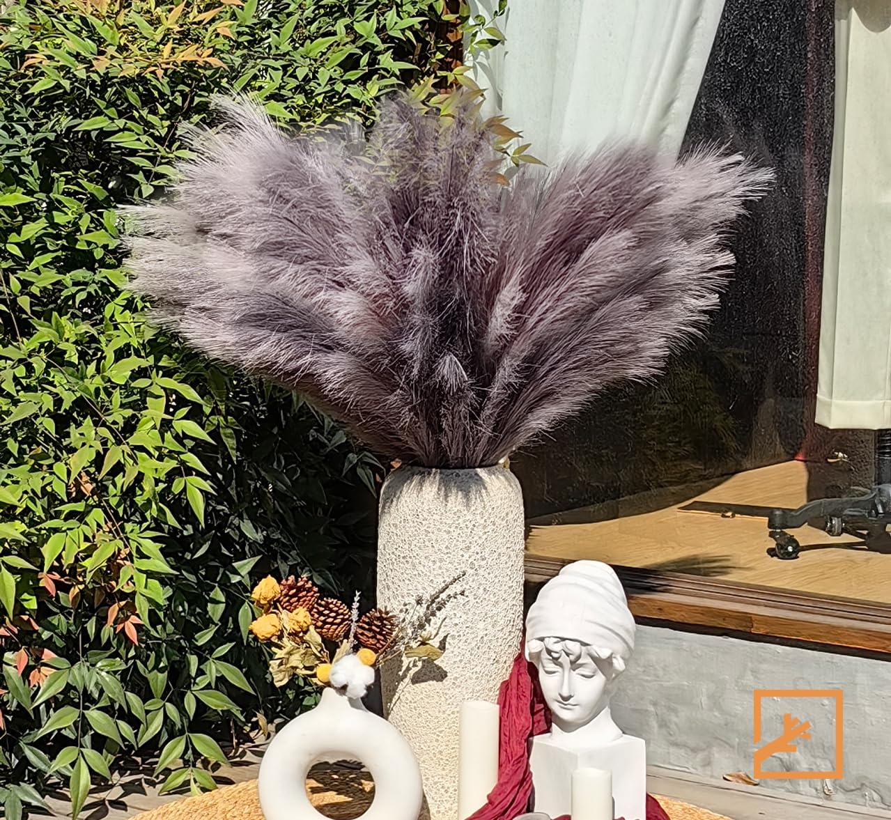Zifty 7-Pcs 38 Inch Faux Pampas Grass Artificial Flower Set