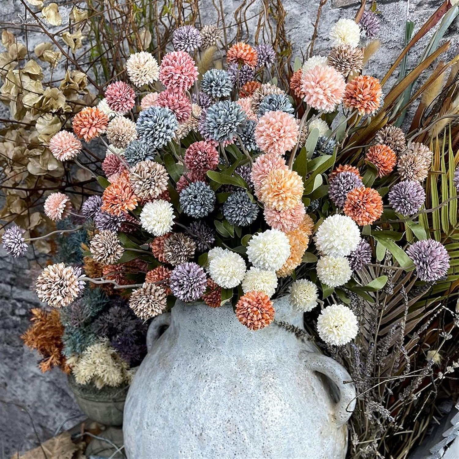 GaRcan Artificial Dandelion Flower Ball with Pot