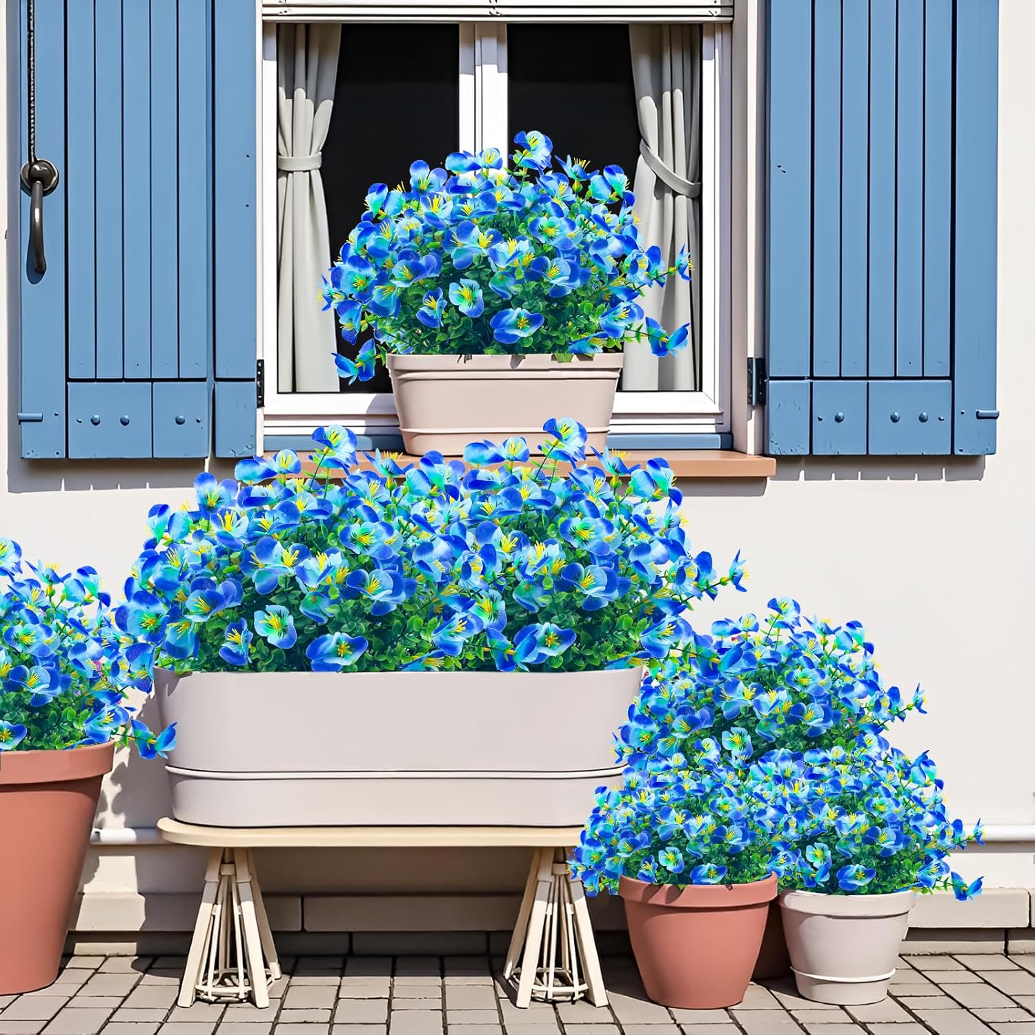 NOV FIRE Artificial Flowers for Outdoor Decor Blue
