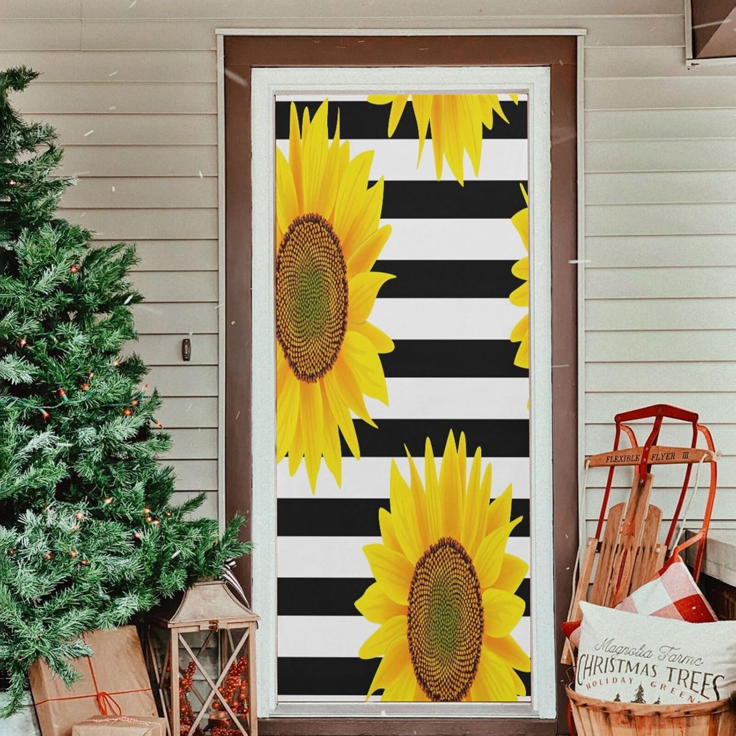 Susiyo Sunflowers Halloween Door Cover 32x79 In