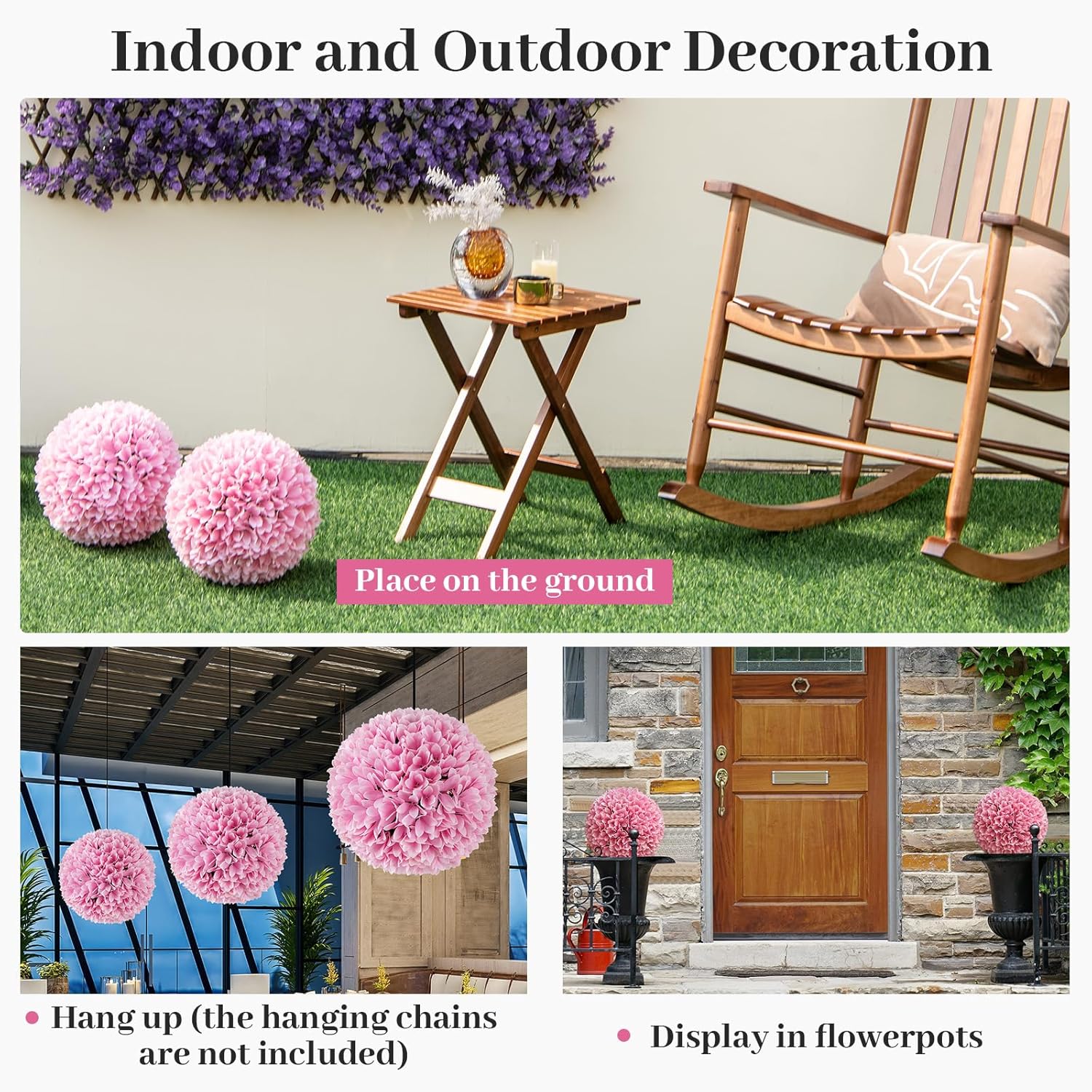 Goplus 11 Inch Artificial Topiary Balls Set of 2 Pink