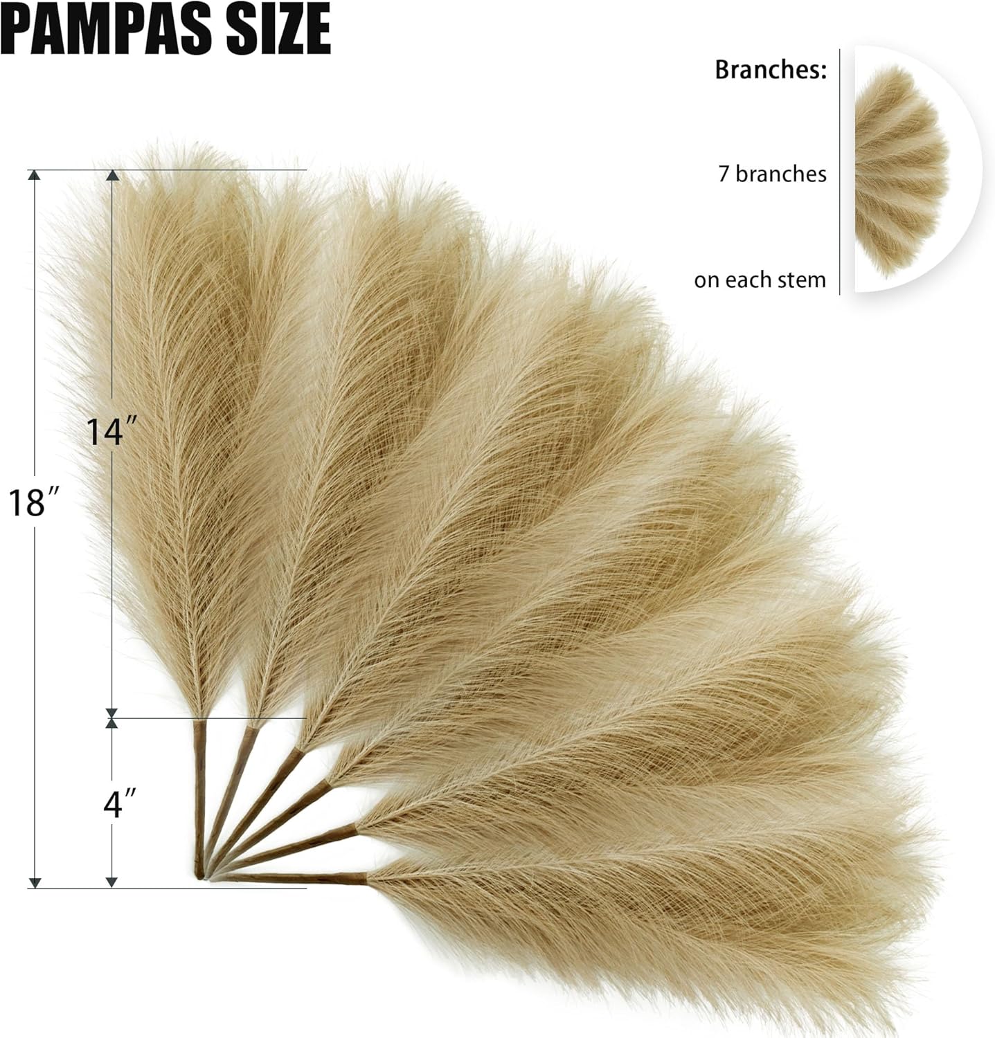 6 PCS Faux Pampas Grass for Boho Decor
