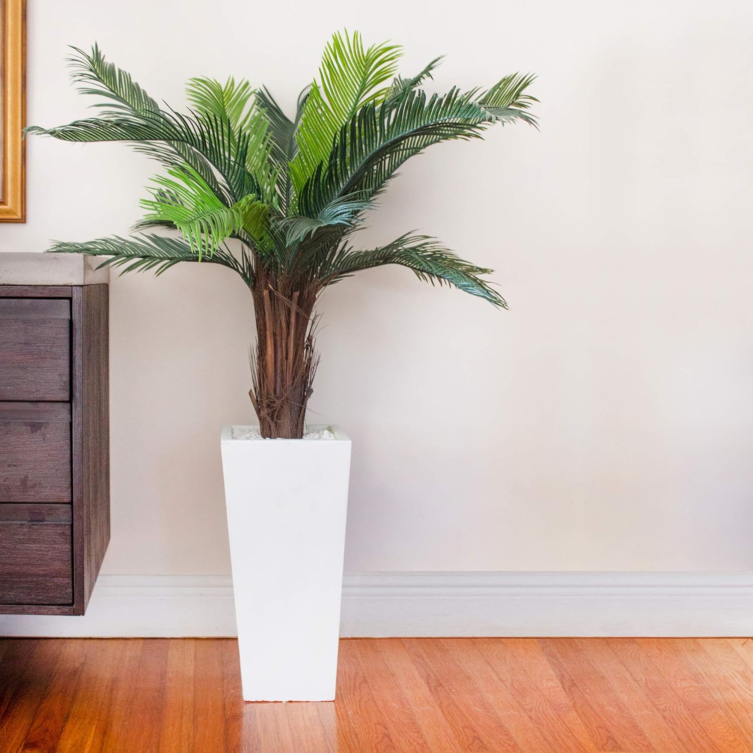 Nearly Natural 45ft Cycas Artificial Plant in White Tower Planter