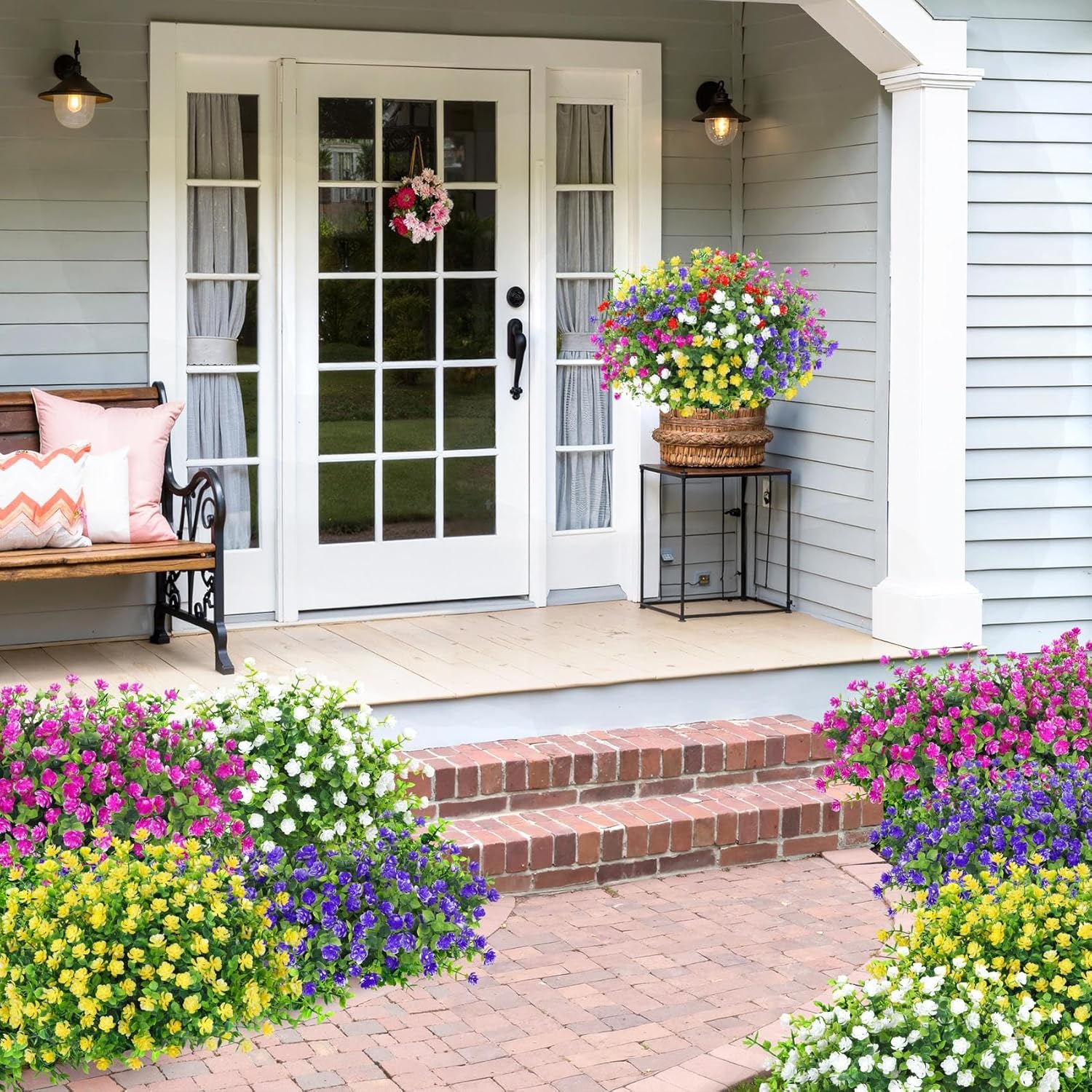 Bassion 20 Bundles Artificial Flowers for Outdoor Decor