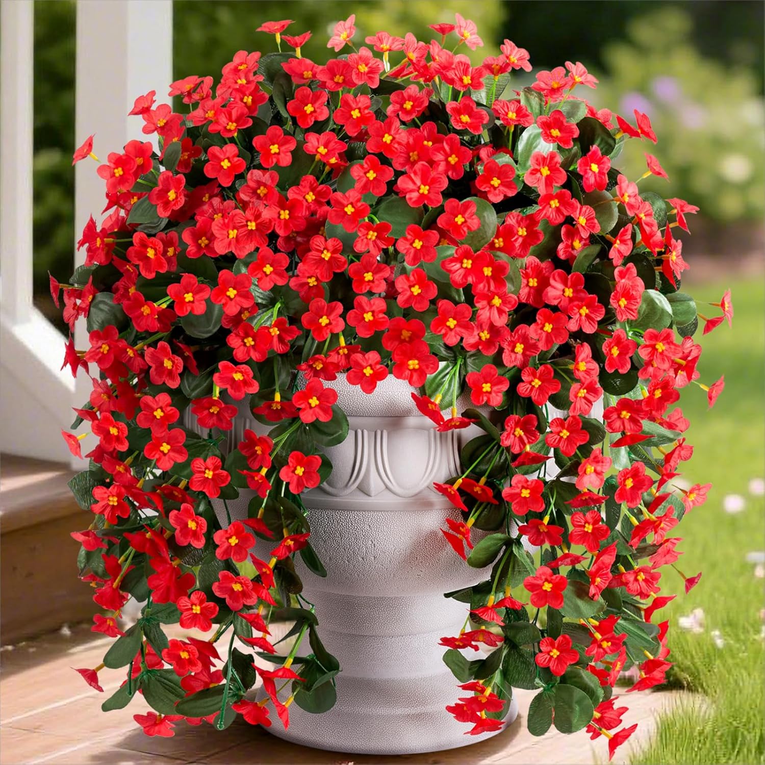 HyeFlora Artificial Hanging Red Orchid Vines 2 PCS