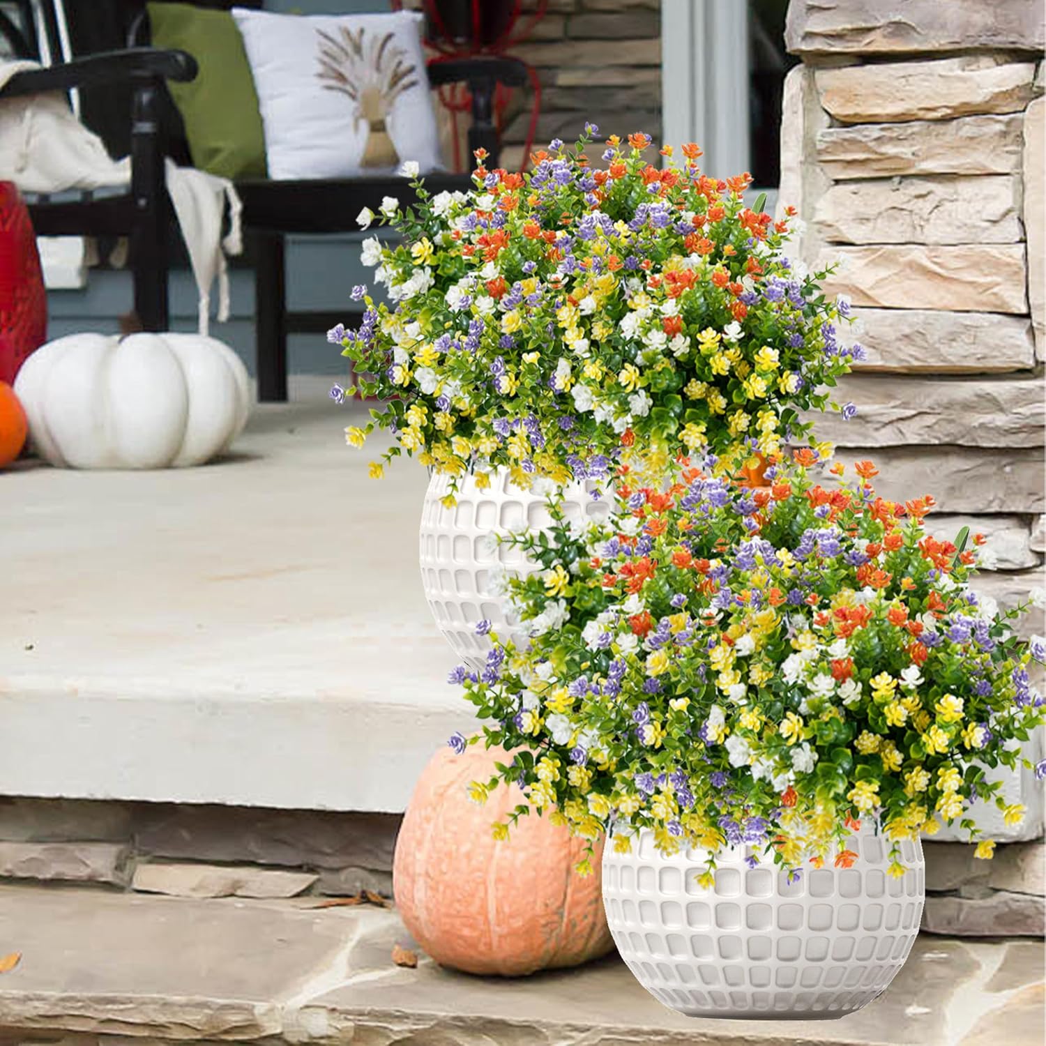 20 Bundle Artificial Flowers Set for Outdoor and Indoor