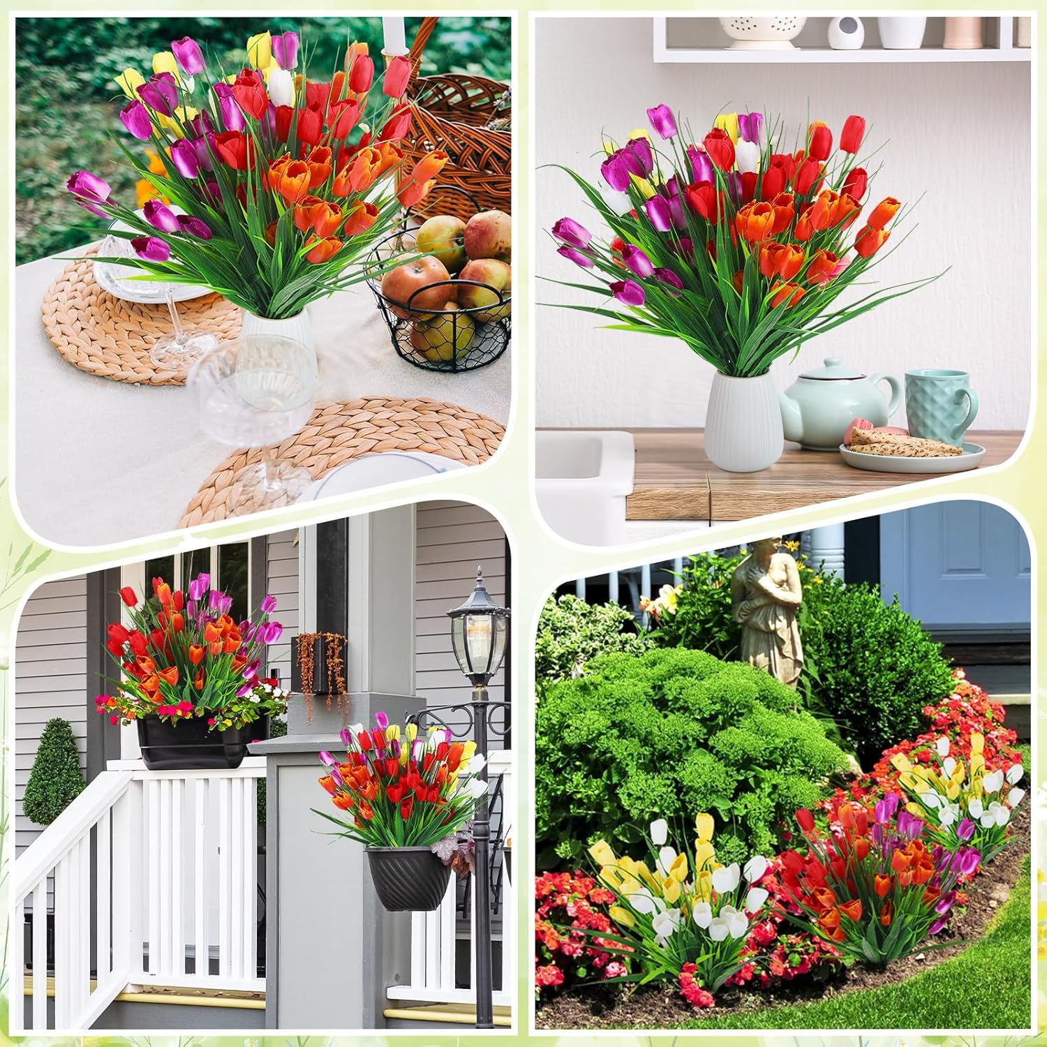 Yungyan 20 Bundles Artificial Flowers Multicolor Fake Tulips