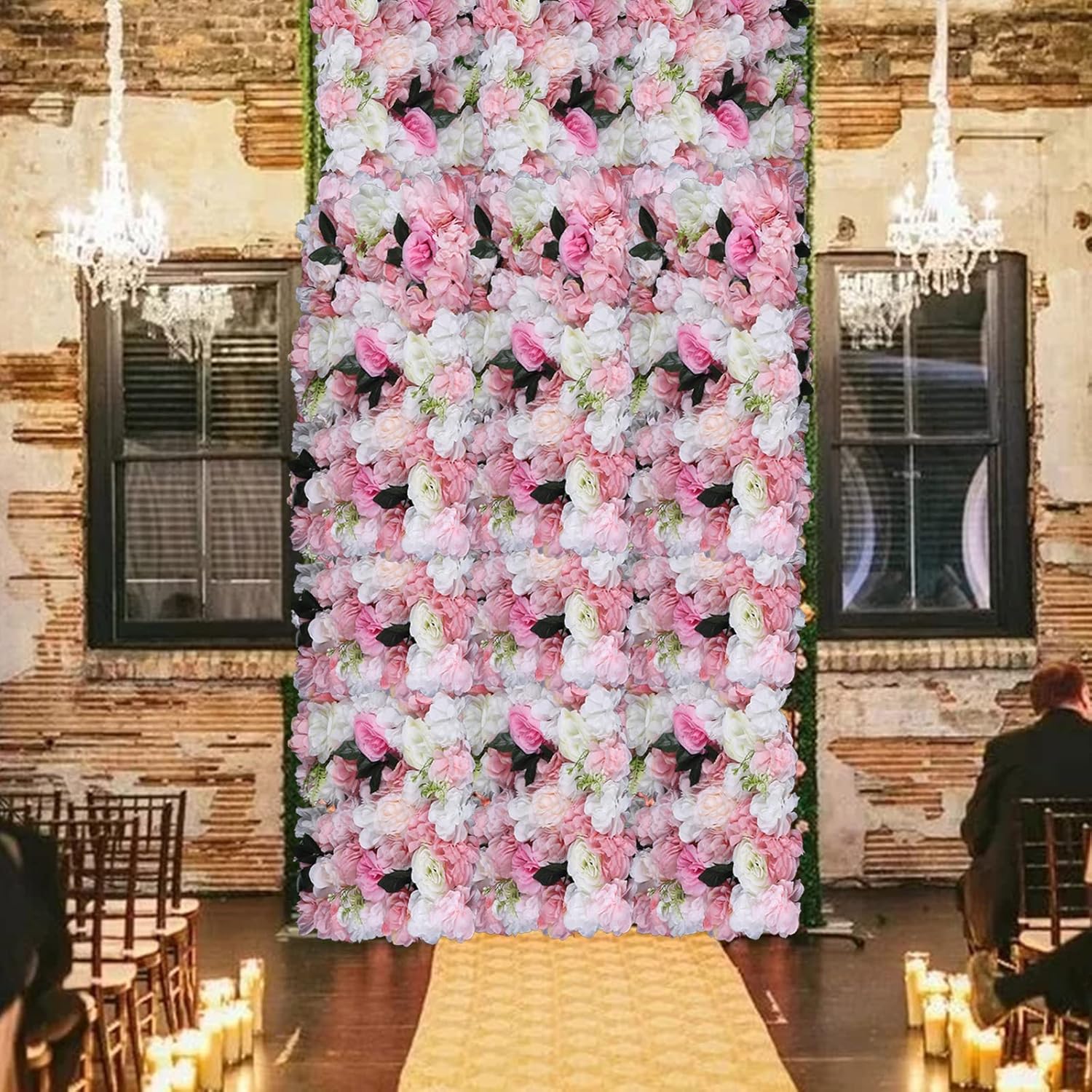 12Pcs Pink White Rose Wall Panel 3D Decor