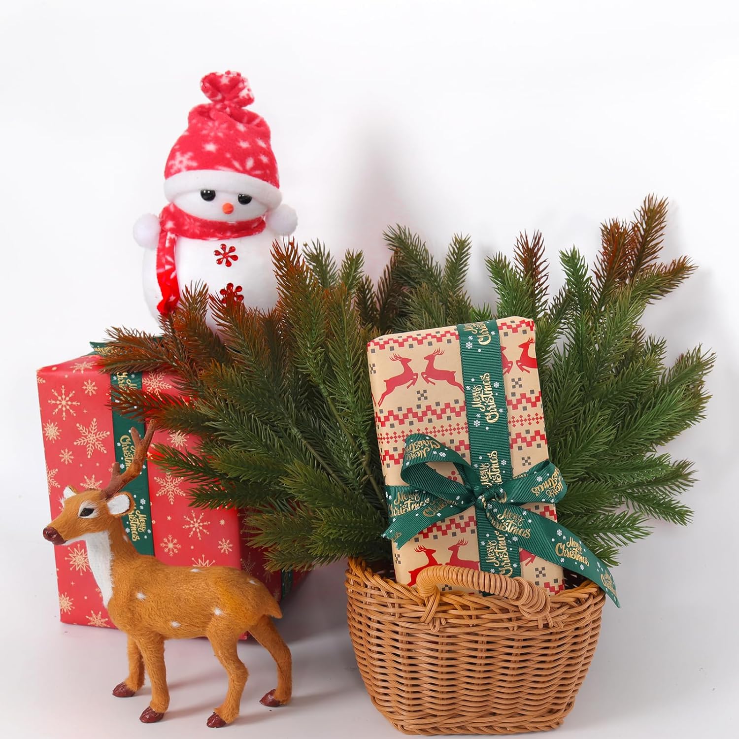 Red Artificial Pine Branches 6Pcs 165In Christmas Decor