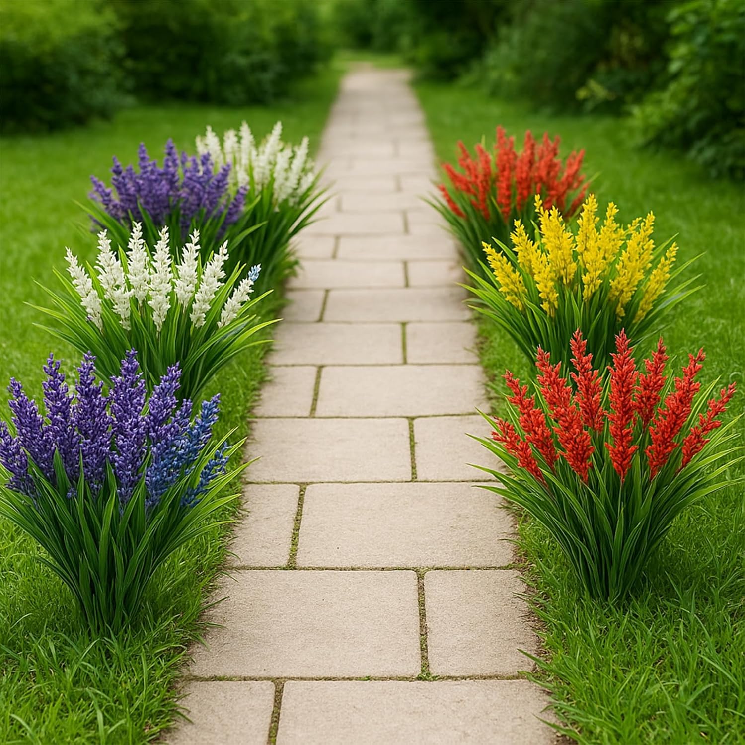 24 Bundles Artificial Flowers for Outdoor Decor
