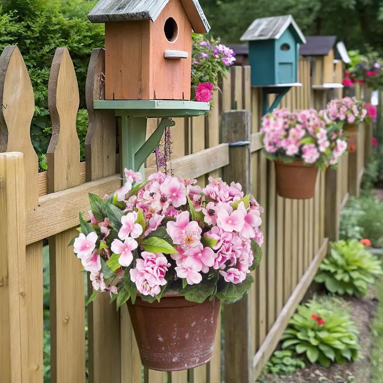 6 Pcs Artificial Impatiens Flowers for Outdoor Decor