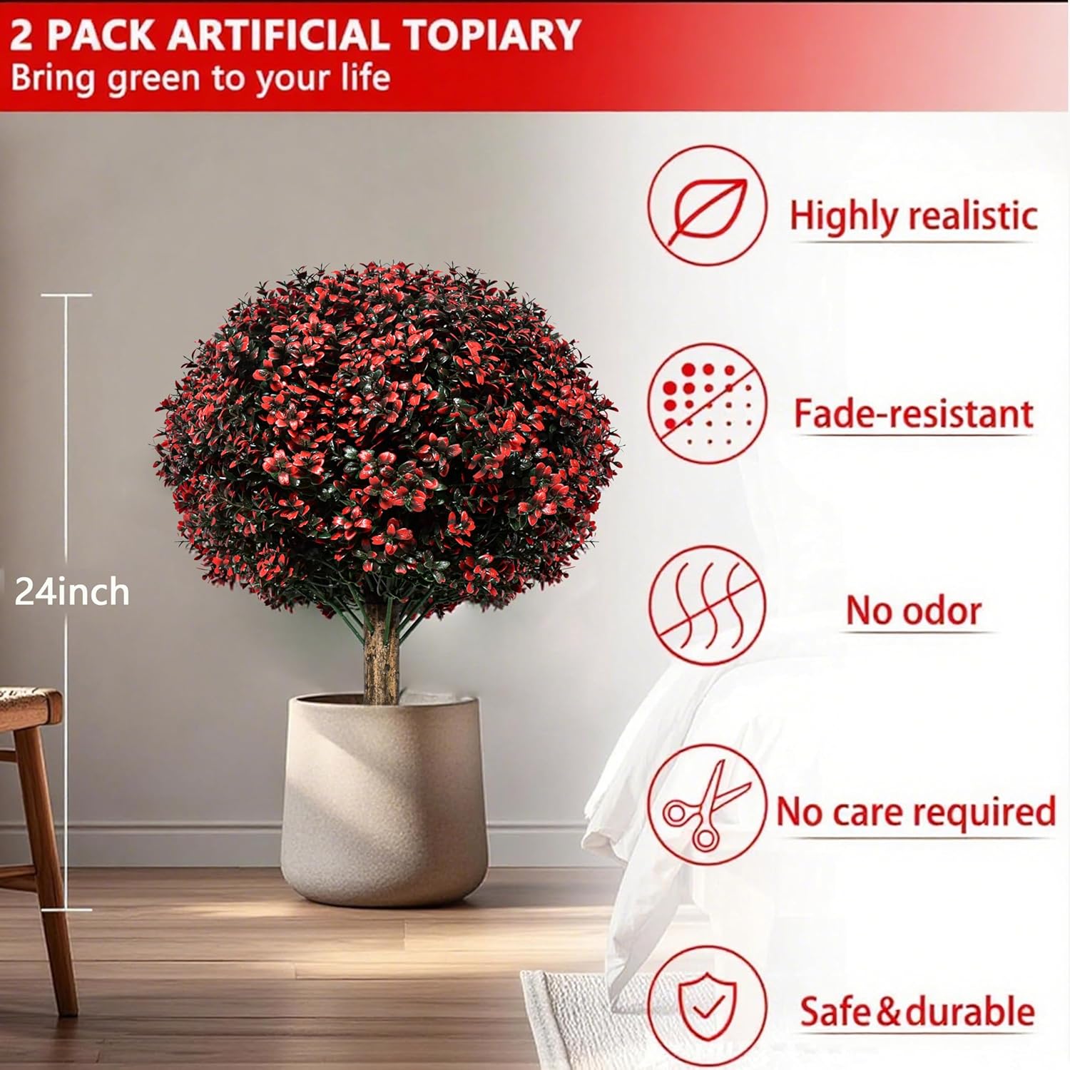 Ronyila Fall Artificial Boxwood Tree Set of 2