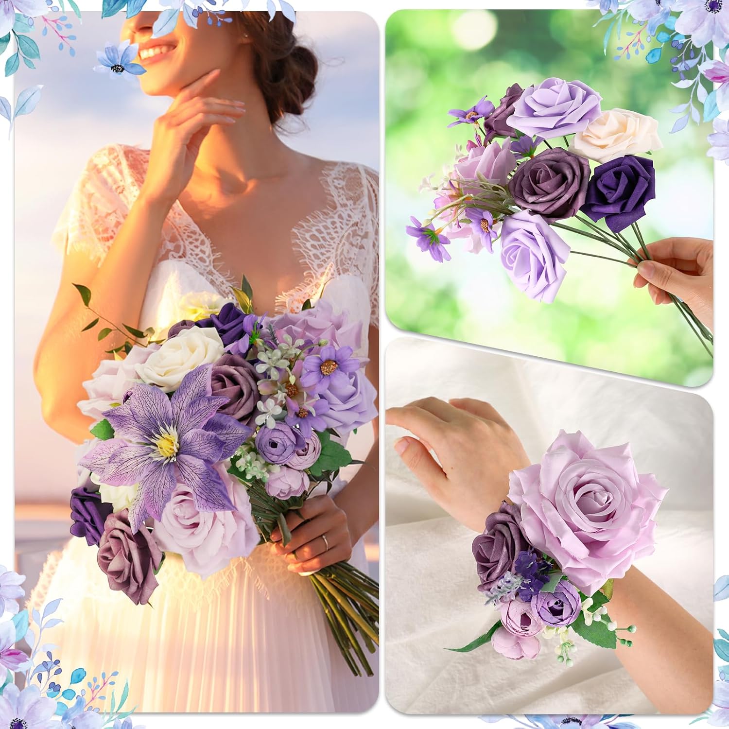 Jspupifip 28 Pcs Artificial Silk Flowers Combo Box Set for Wedding Centerpieces