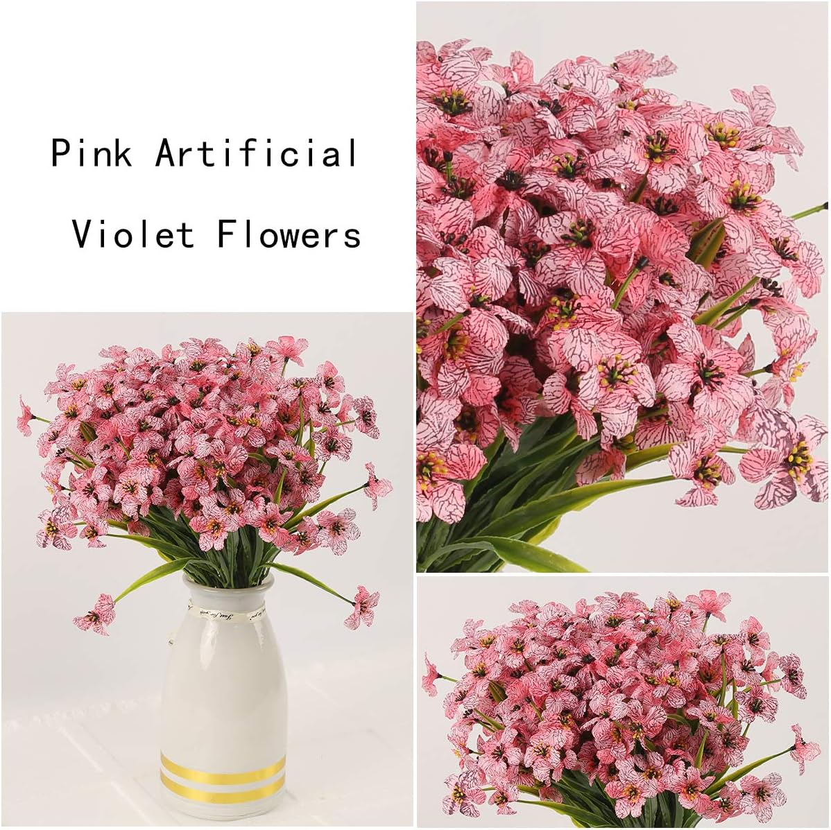 UV Resistant Artificial Flowers 12 Bunches Pink
