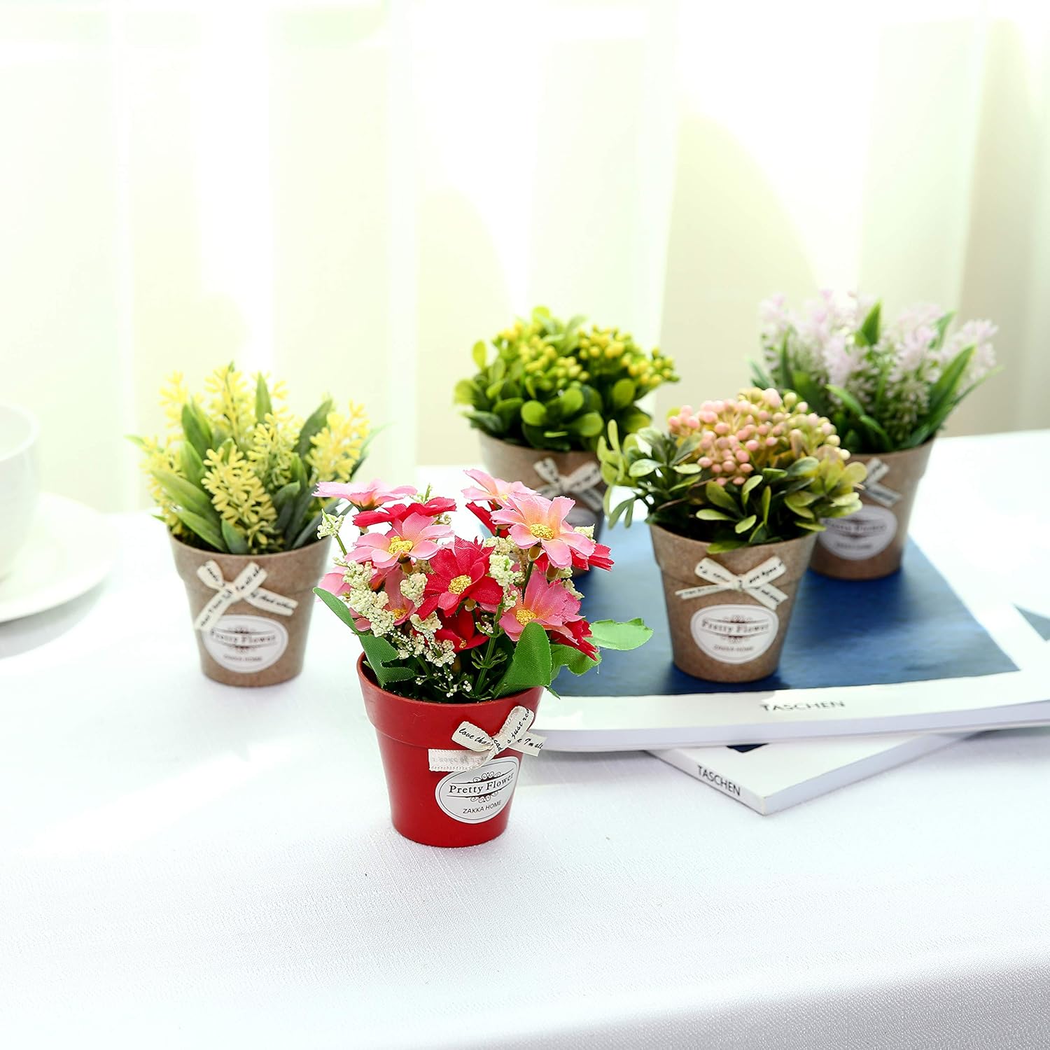 LUEUR Set of 6 Artificial Flowers with Vase