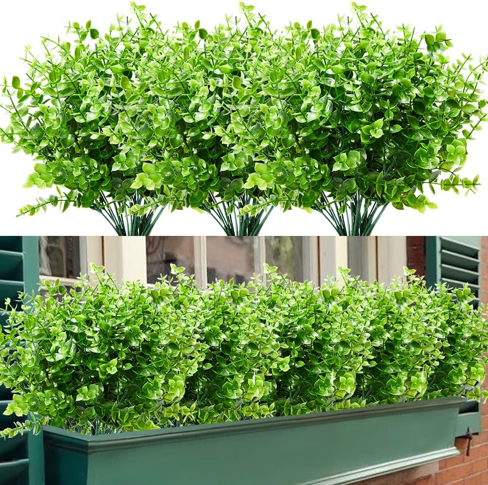 8 Bundles Artificial Boxwood Stems Faux Plants for Home Garden Office Wedding