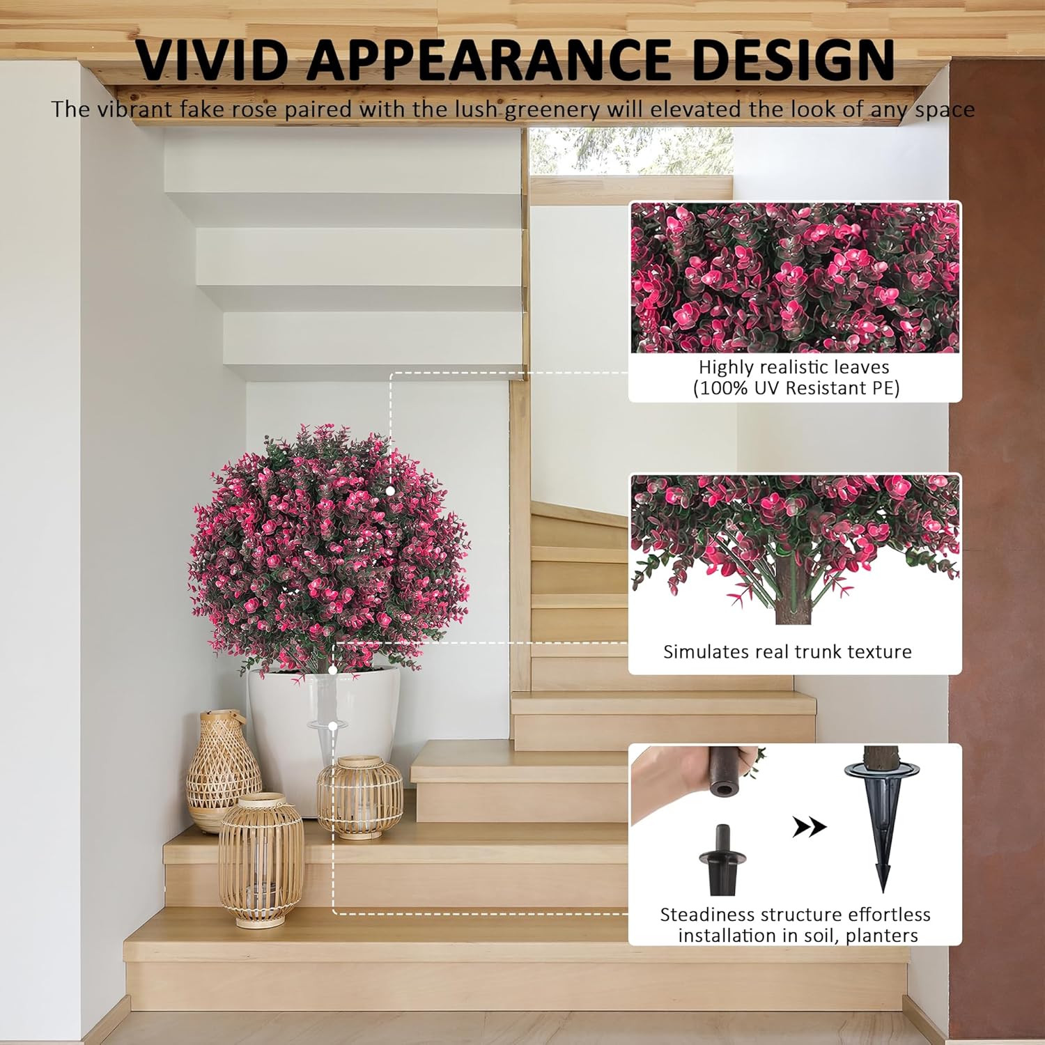 Artificial Rose Boxwood Topiary 27 Inch 2 Pack